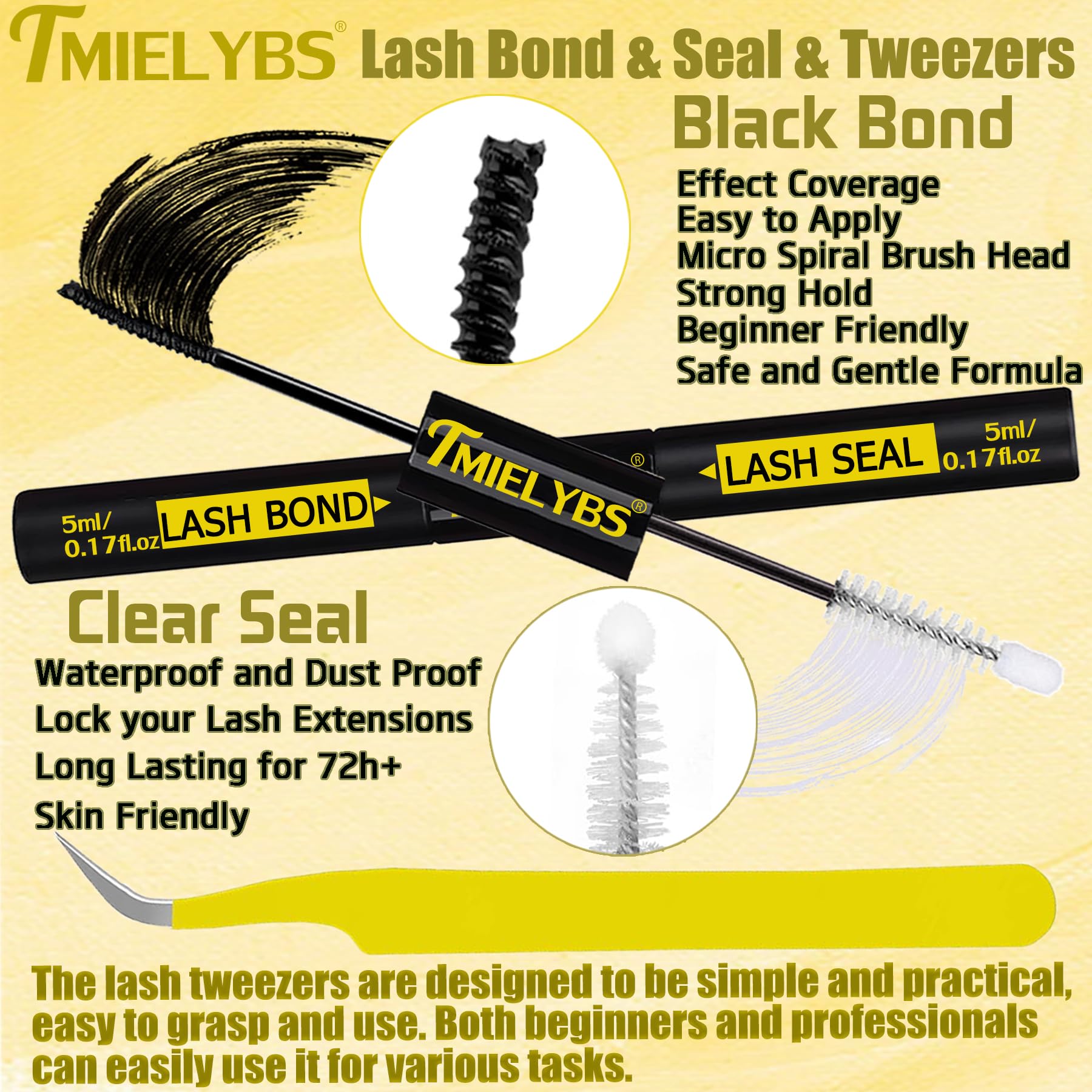 TMIELYBS Thick Lash Clusters Kit 14-20mm D Curl – 200Pcs Wispy Lashes with Bond & Seal