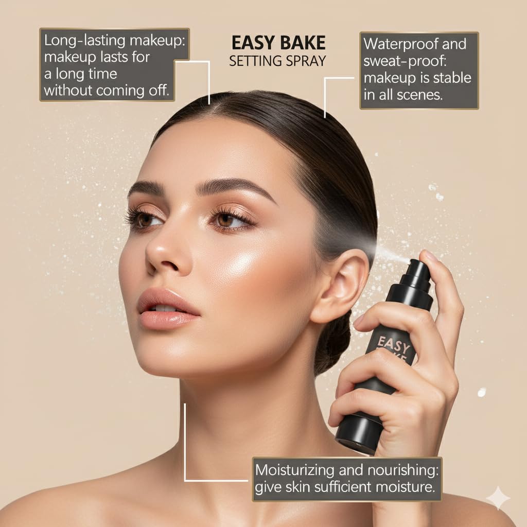 TMIYO Easy Bake Setting Spray – Waterproof & Oil-Control, 16H Hold, Matte Finish (100ml)
