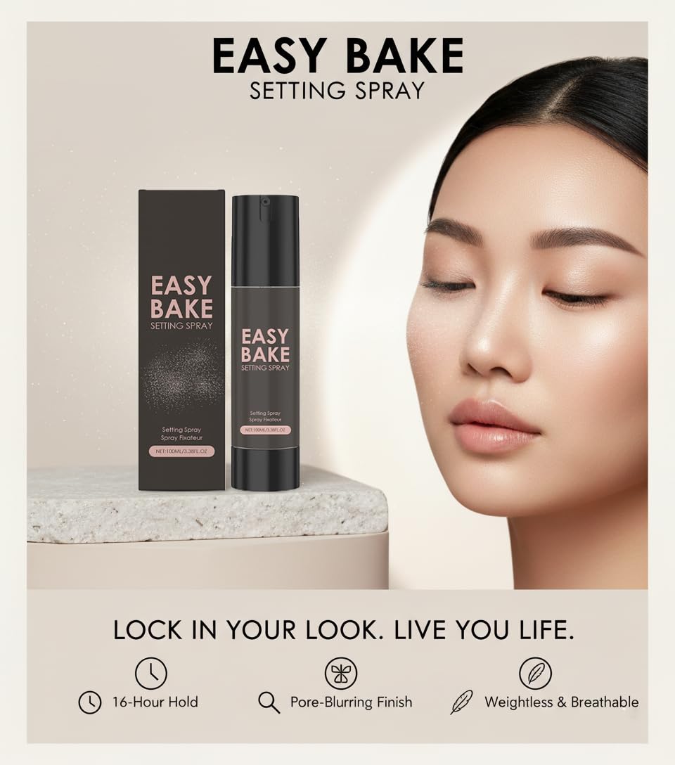 TMIYO Easy Bake Setting Spray – Waterproof & Oil-Control, 16H Hold, Matte Finish (100ml)