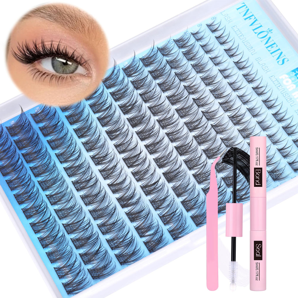 TNFVLONEINS Wispy Lash Extension Kit – Natural Lash Clusters 8–16mm with Bond & Seal