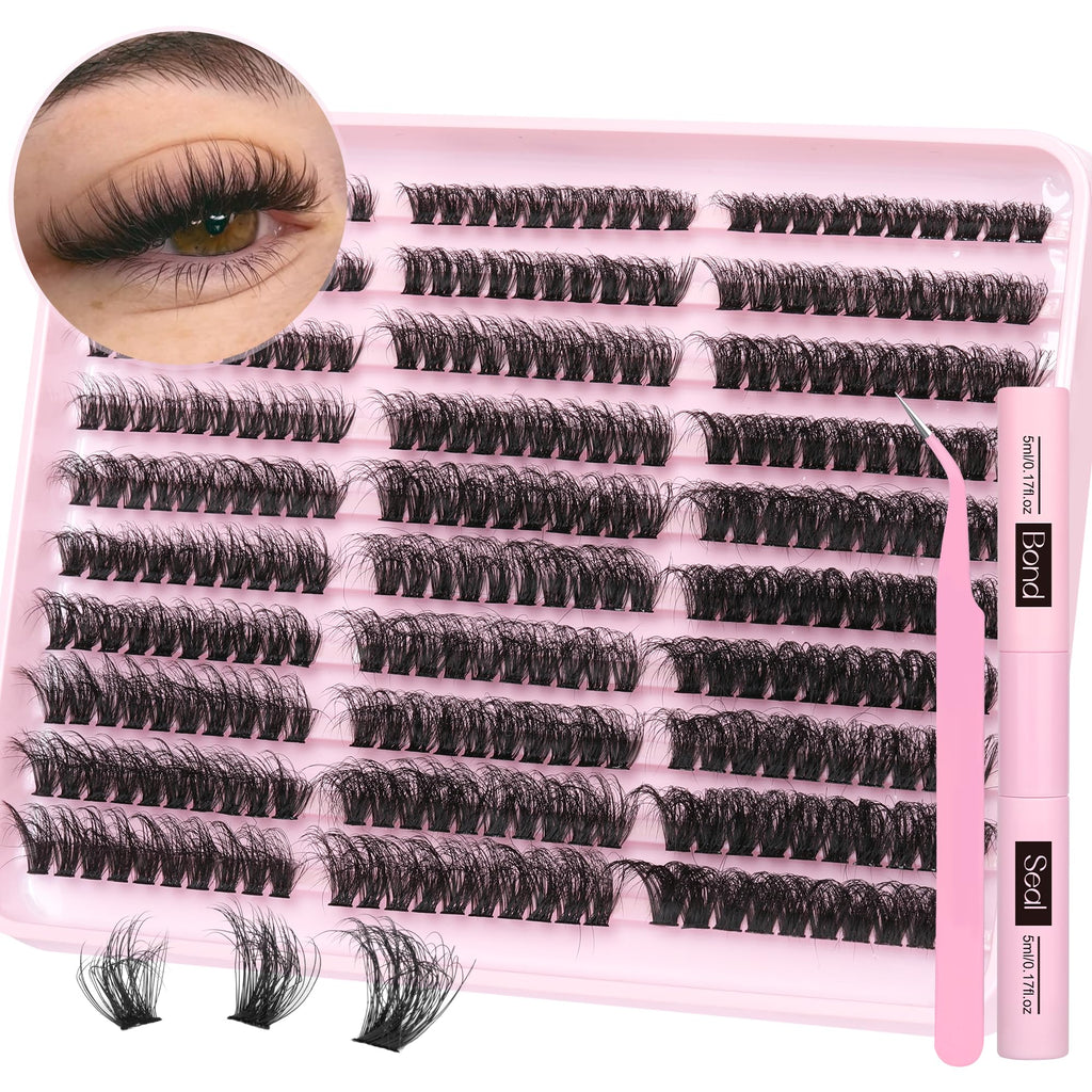 TNFVLONEINS Fluffy Lash Extension Kit 60D/80D/100D – 300Pcs with Bond & Seal and Tweezers