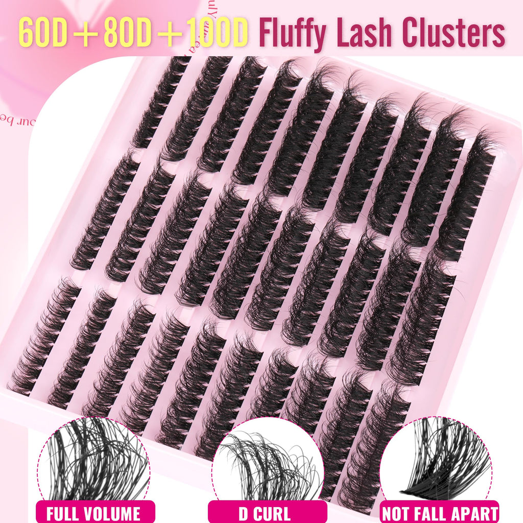 TNFVLONEINS Fluffy Lash Extension Kit 60D/80D/100D – 300Pcs with Bond & Seal and Tweezers