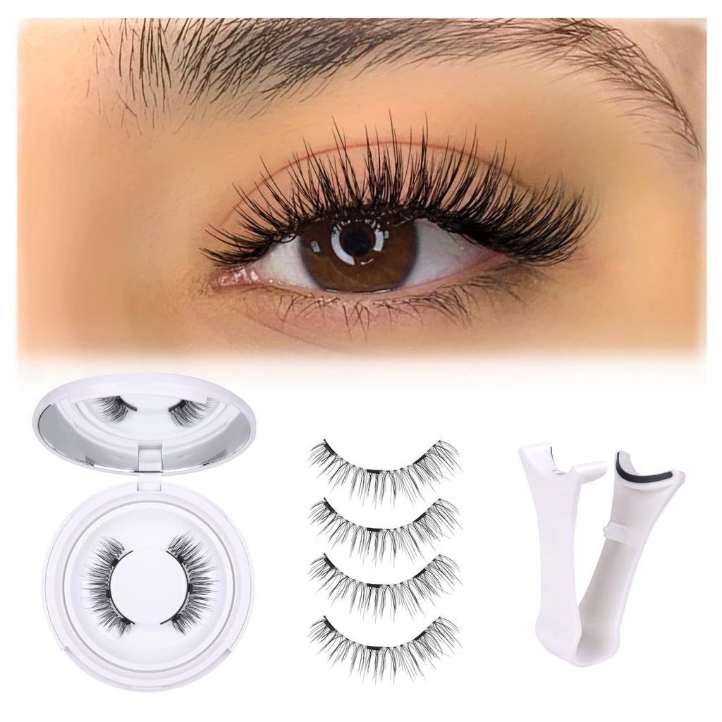 TNFVLONEINS Magnetic Eyelashes with Applicator - No Glue or Eyeliner, Clear Band, Wispy Look