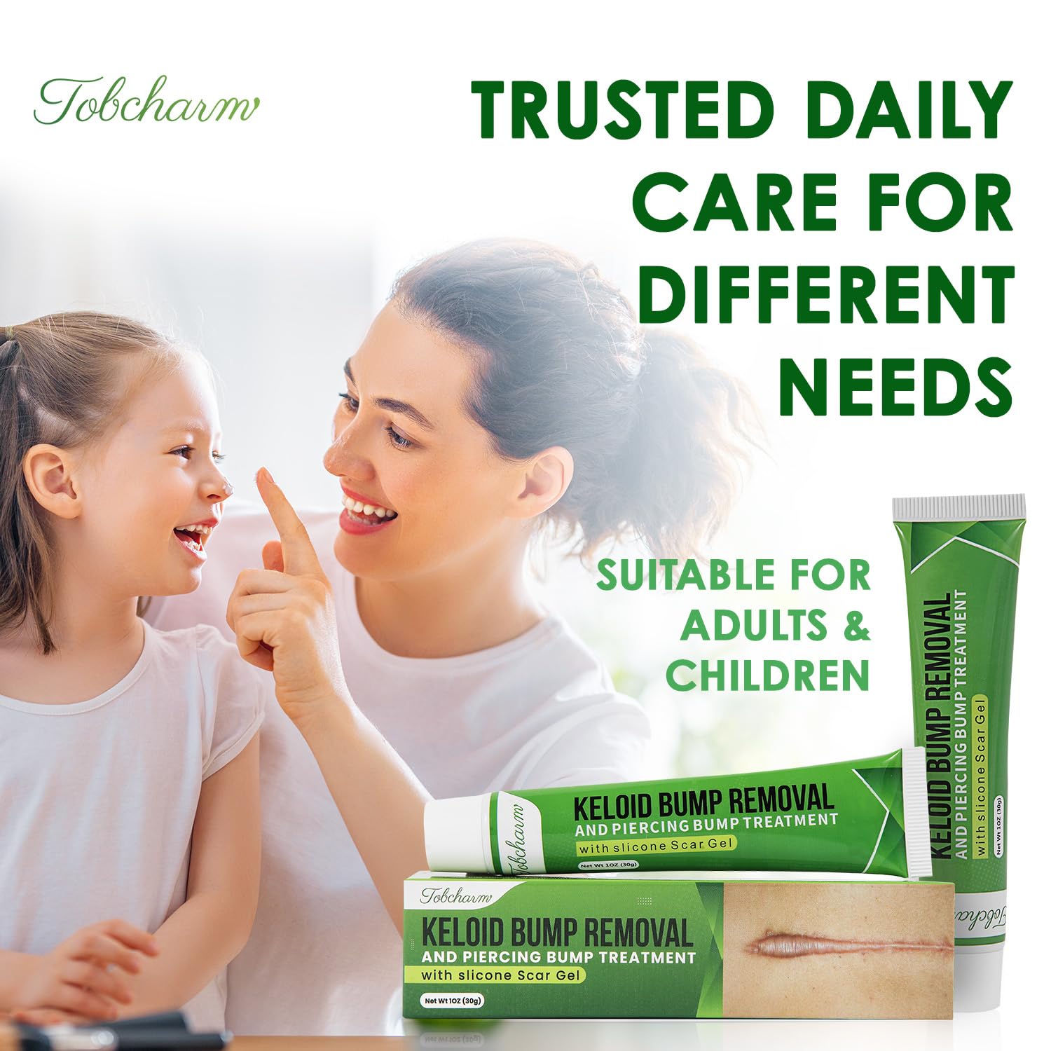 Tobcharm Advanced Keloid Scar Gel – Silicone Scar Care, 2-Pack (30g x2)