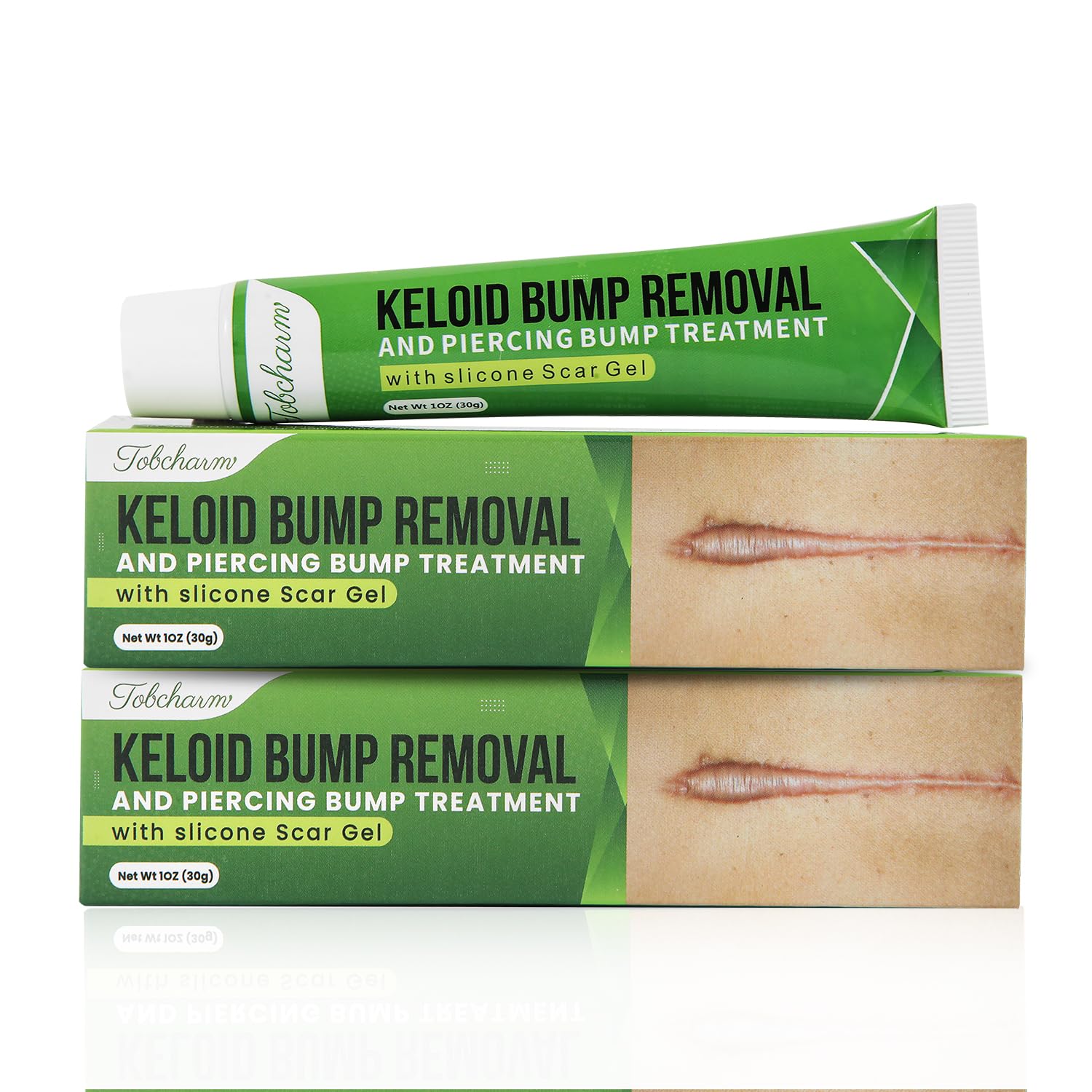 Tobcharm Advanced Keloid Scar Gel – Silicone Scar Care, 2-Pack (30g x2)