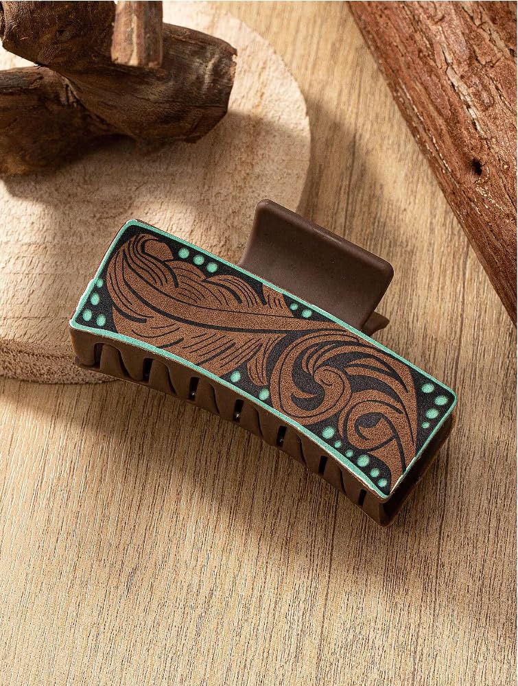 Tobeffect Hair Clips for Women — 4-Inch Leather Western Claw Clips (3 Pack)