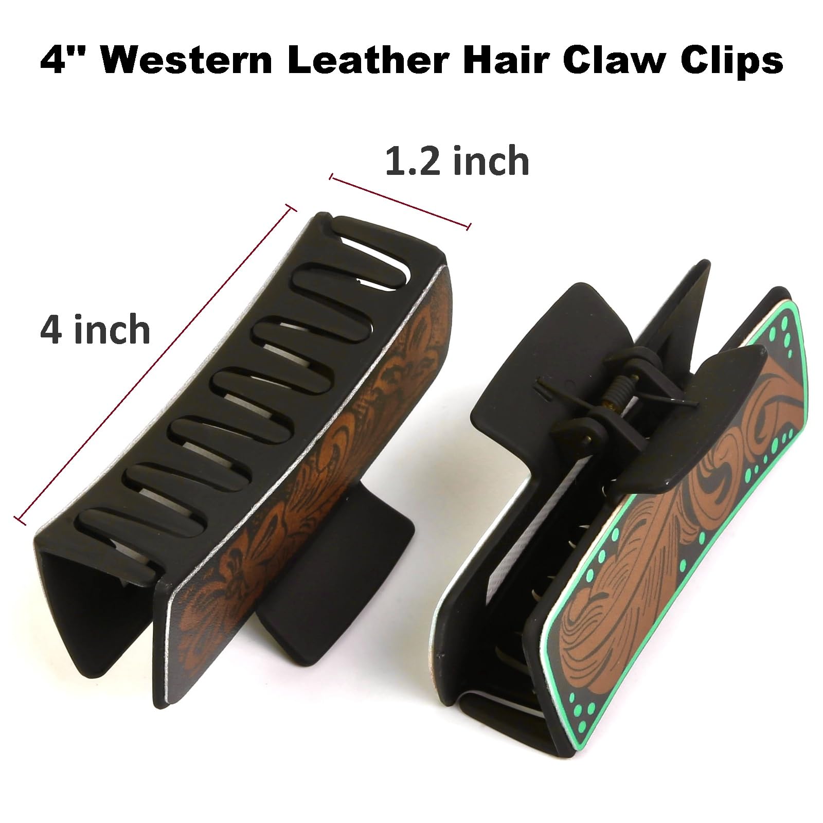 Tobeffect Hair Clips for Women — 4-Inch Leather Western Claw Clips (3 Pack)
