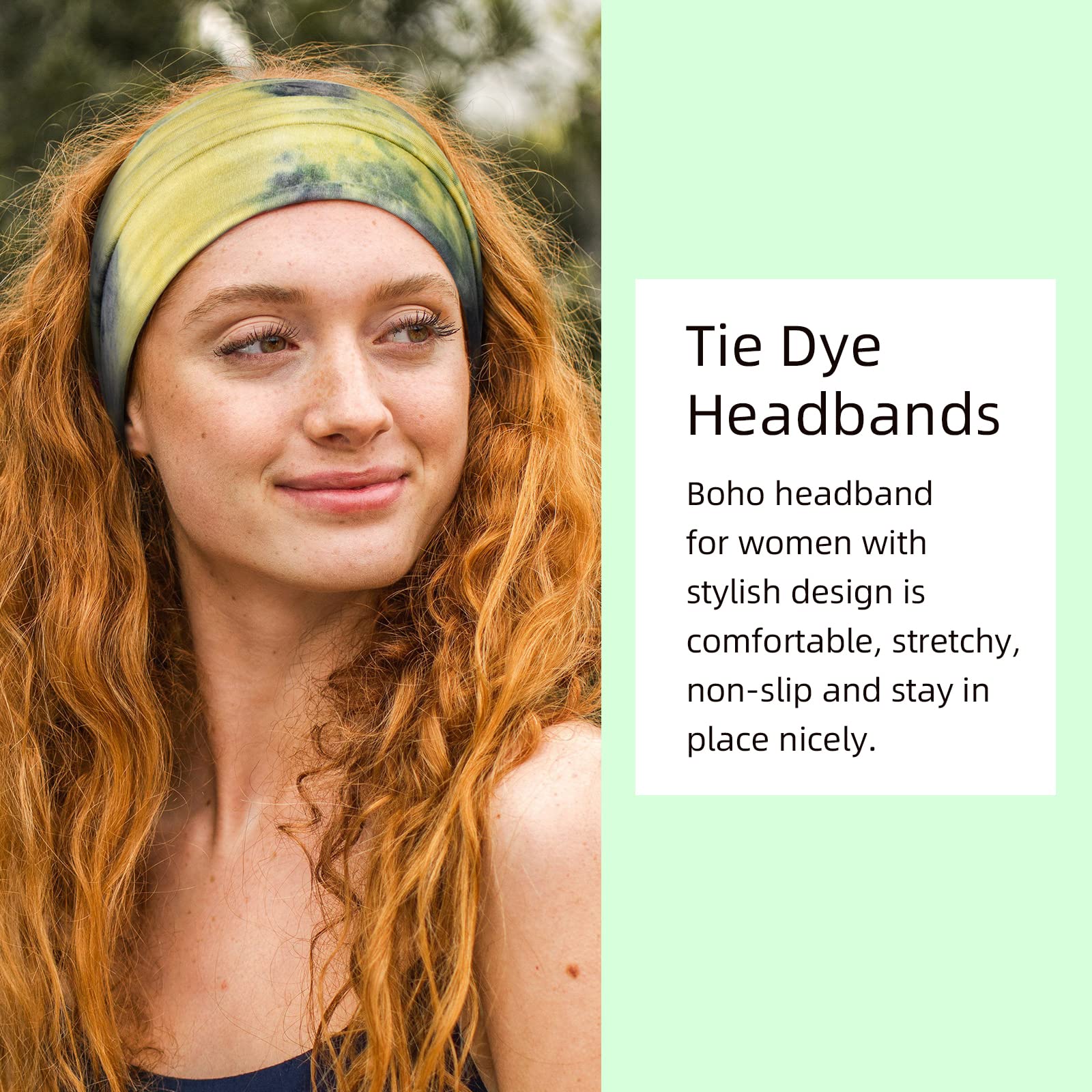 Tobeffect Wide Headbands for Women - Tie-Dye Turban Headbands (6 Pack)