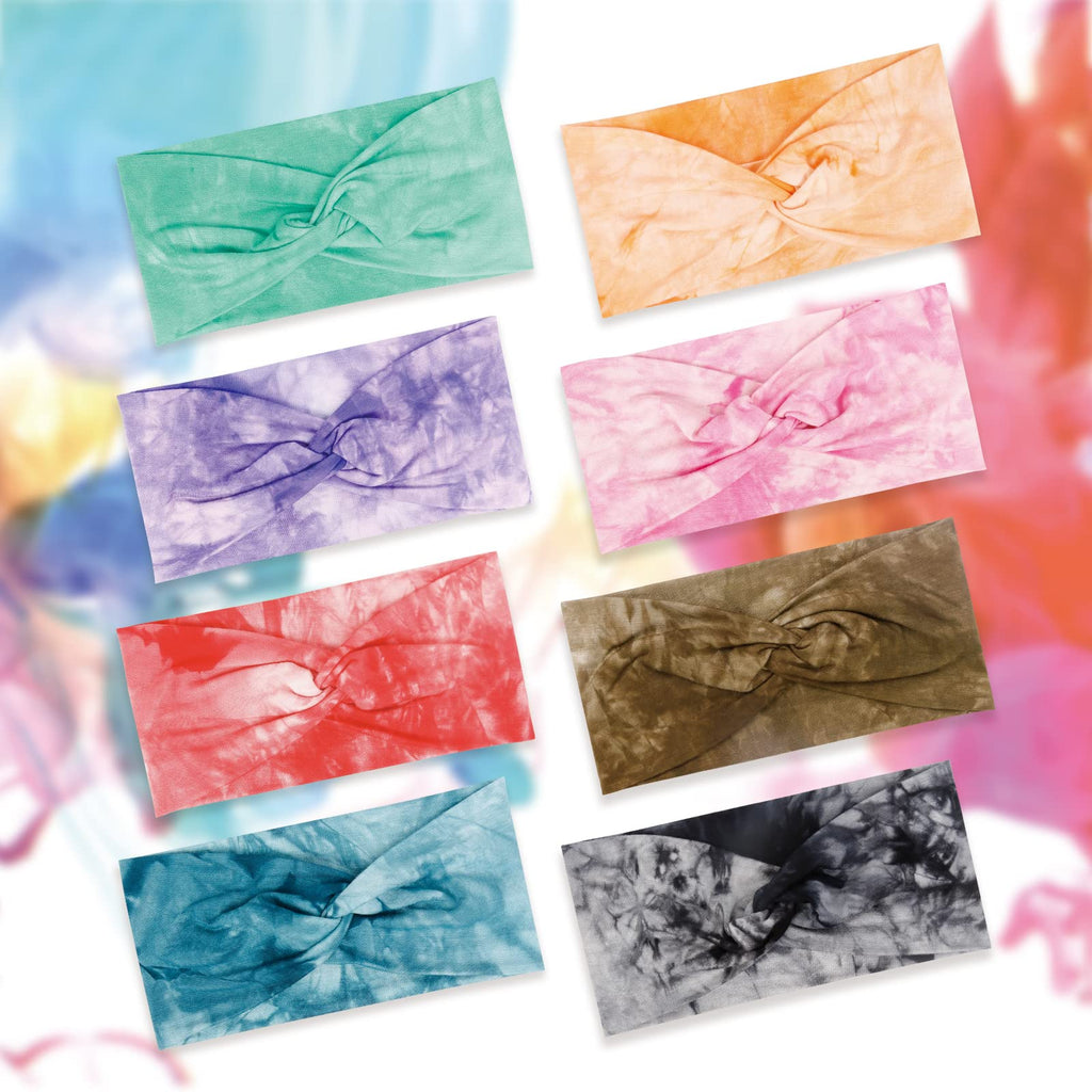 Tobeffect Turban Headbands for Women - 8 Pack Tie-Dye Twisted Knot Boho Stretchy Hair Accessories