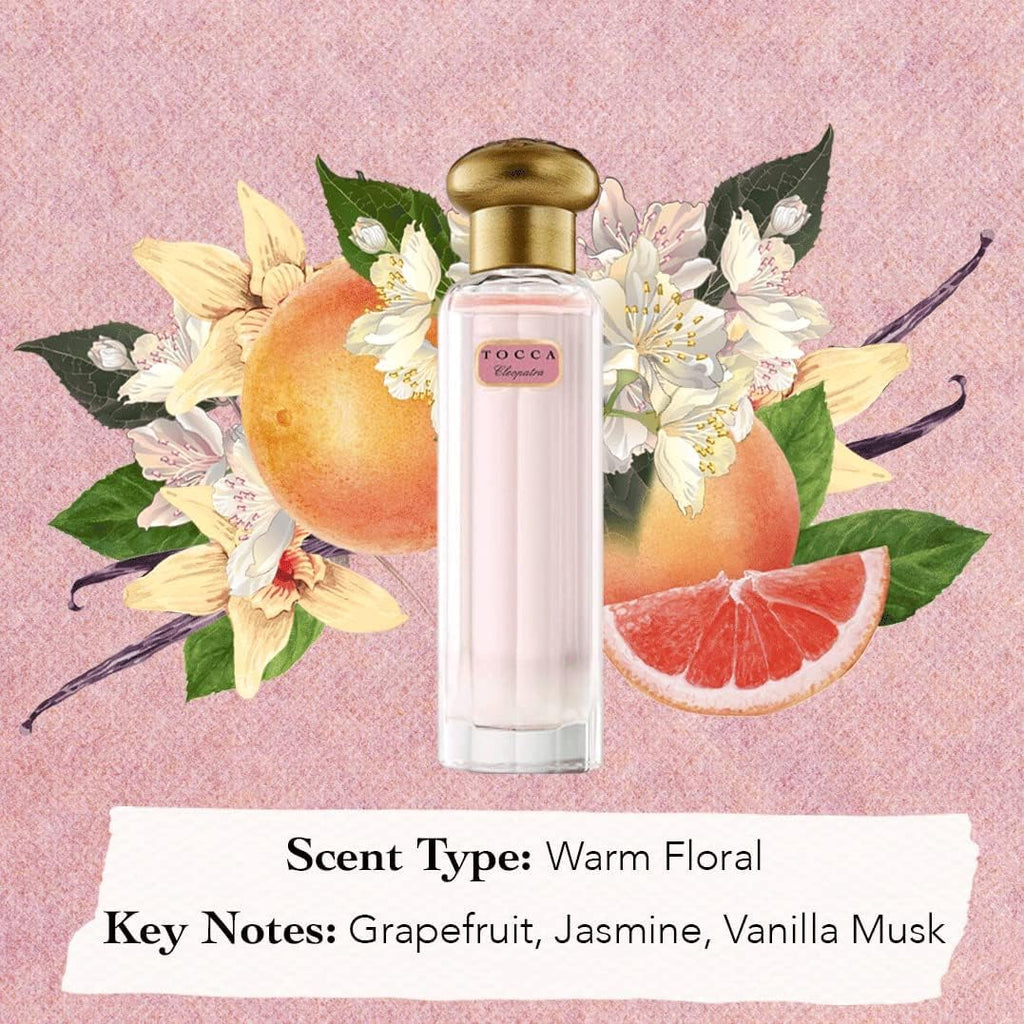TOCCA Cleopatra Perfume Set for Women (20ml + 50ml) – Warm Floral with Grapefruit, Jasmine, Vanilla Musk