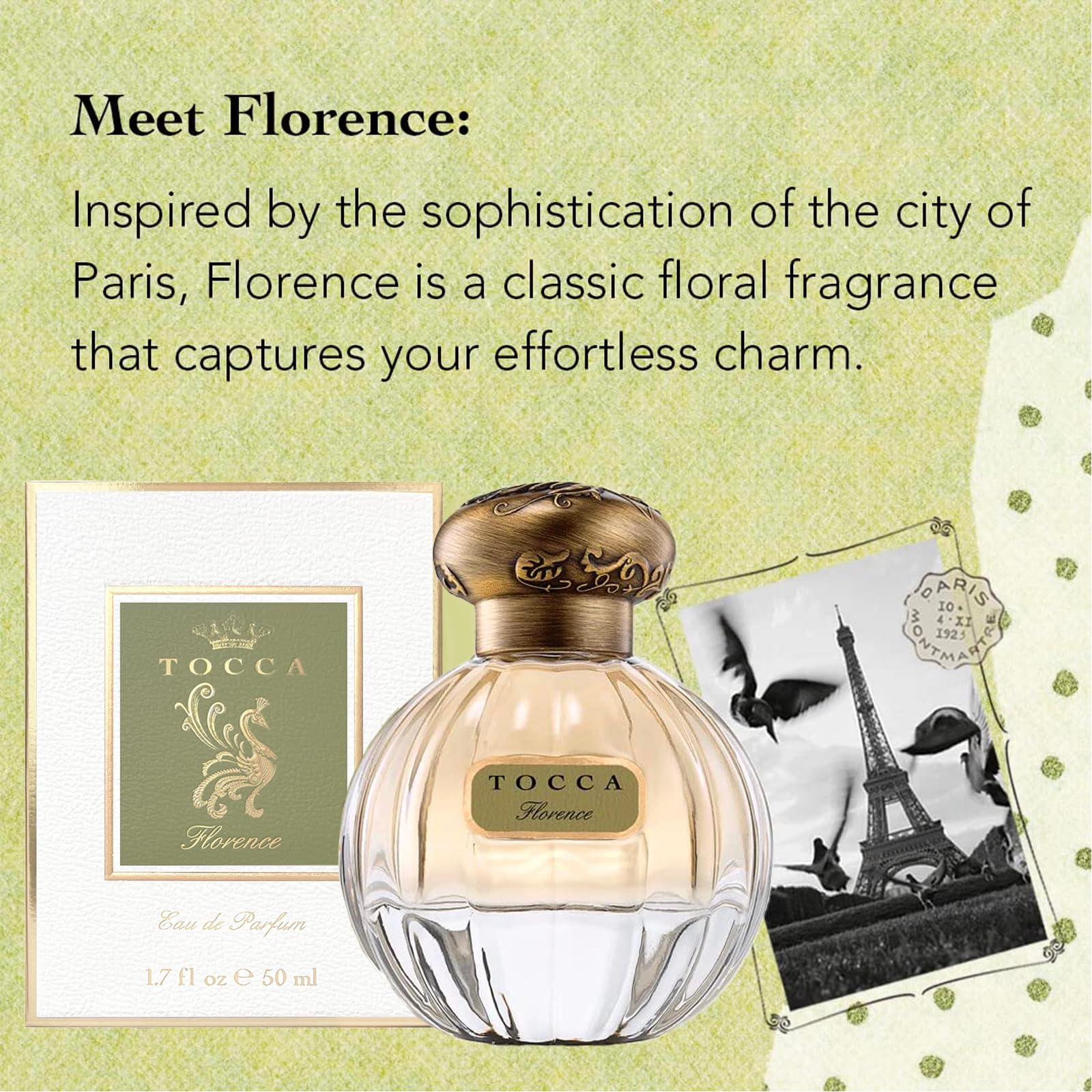 TOCCA Florence Perfume Set – 20ml + 50ml, Classic Floral Scent, Hand-Finished Bottle