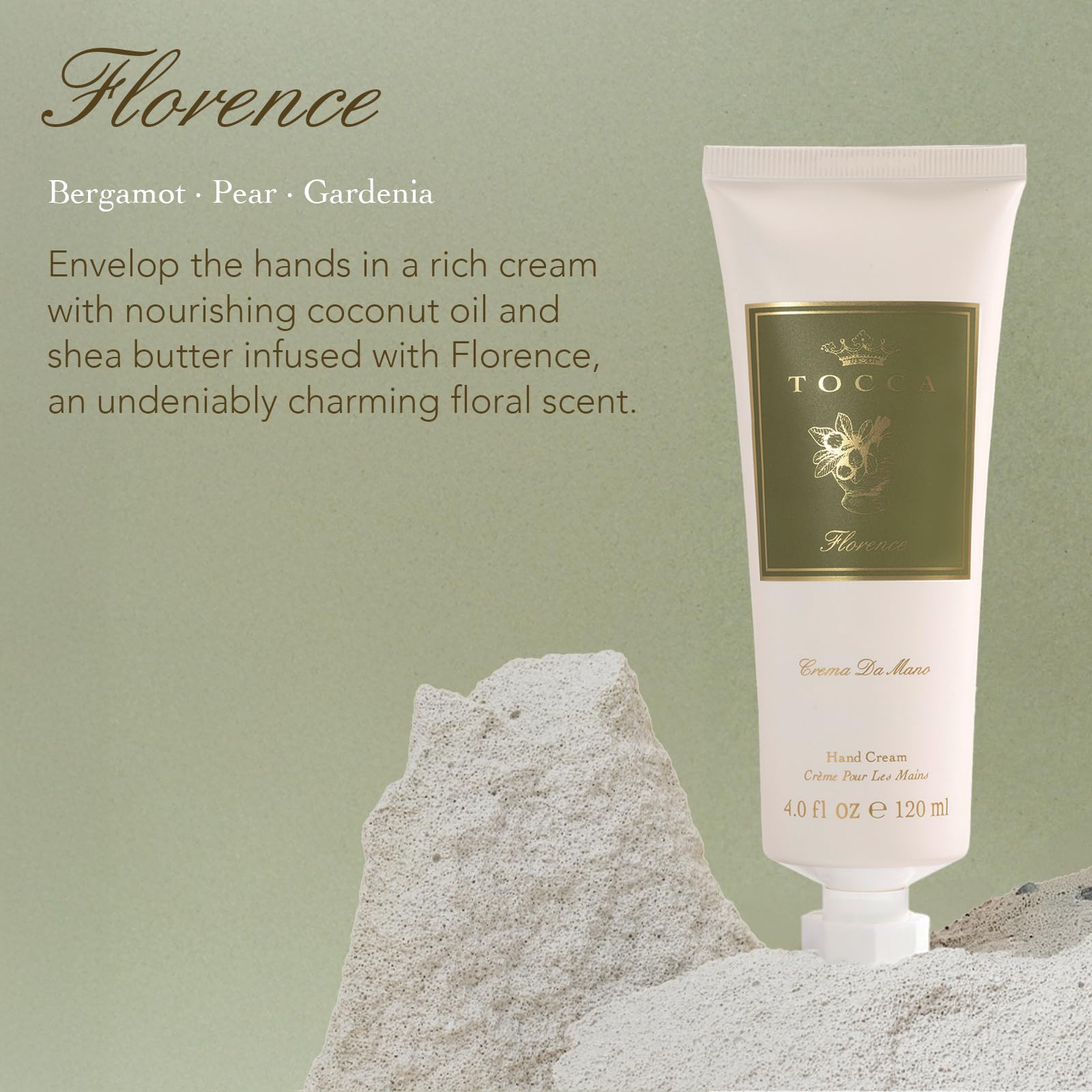 TOCCA Florence Hand Cream Luxe, 4 oz – Bergamot, Pear & Gardenia | Moisturizing, Quick-Absorbing
