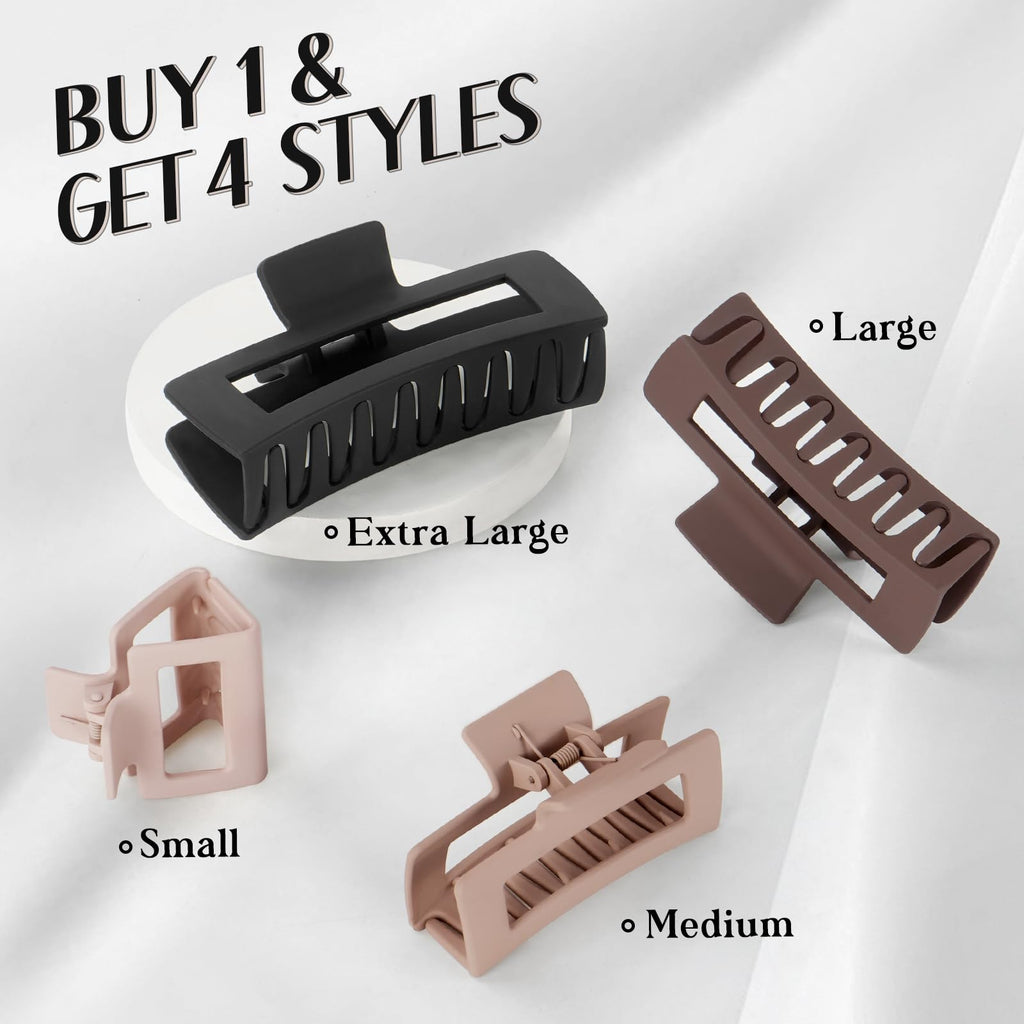 TOCESS Hair Claw Clips – Unbreakable 4 Sizes Set (8-Piece) for Thick or Thin Hair