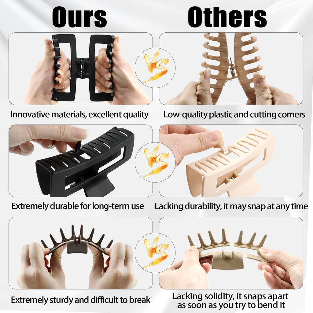 TOCESS Hair Claw Clips – Unbreakable 4 Sizes Set (8-Piece) for Thick or Thin Hair