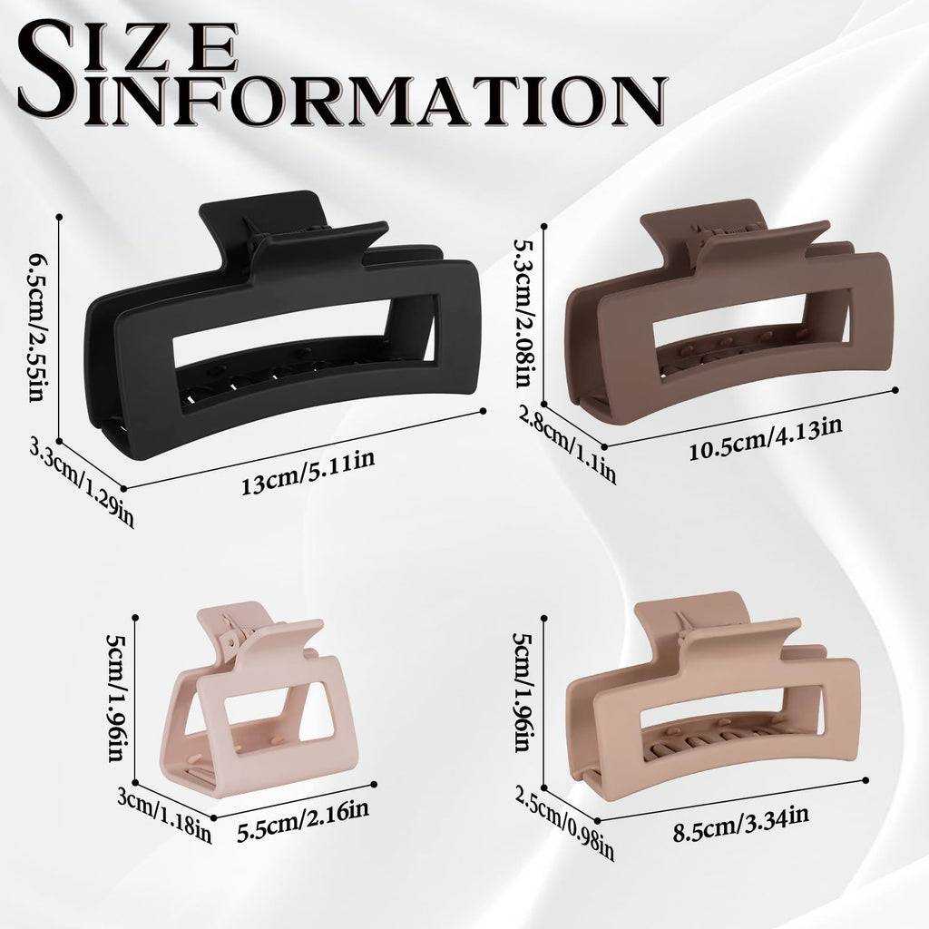 TOCESS Hair Claw Clips – Unbreakable 4 Sizes Set (8-Piece) for Thick or Thin Hair