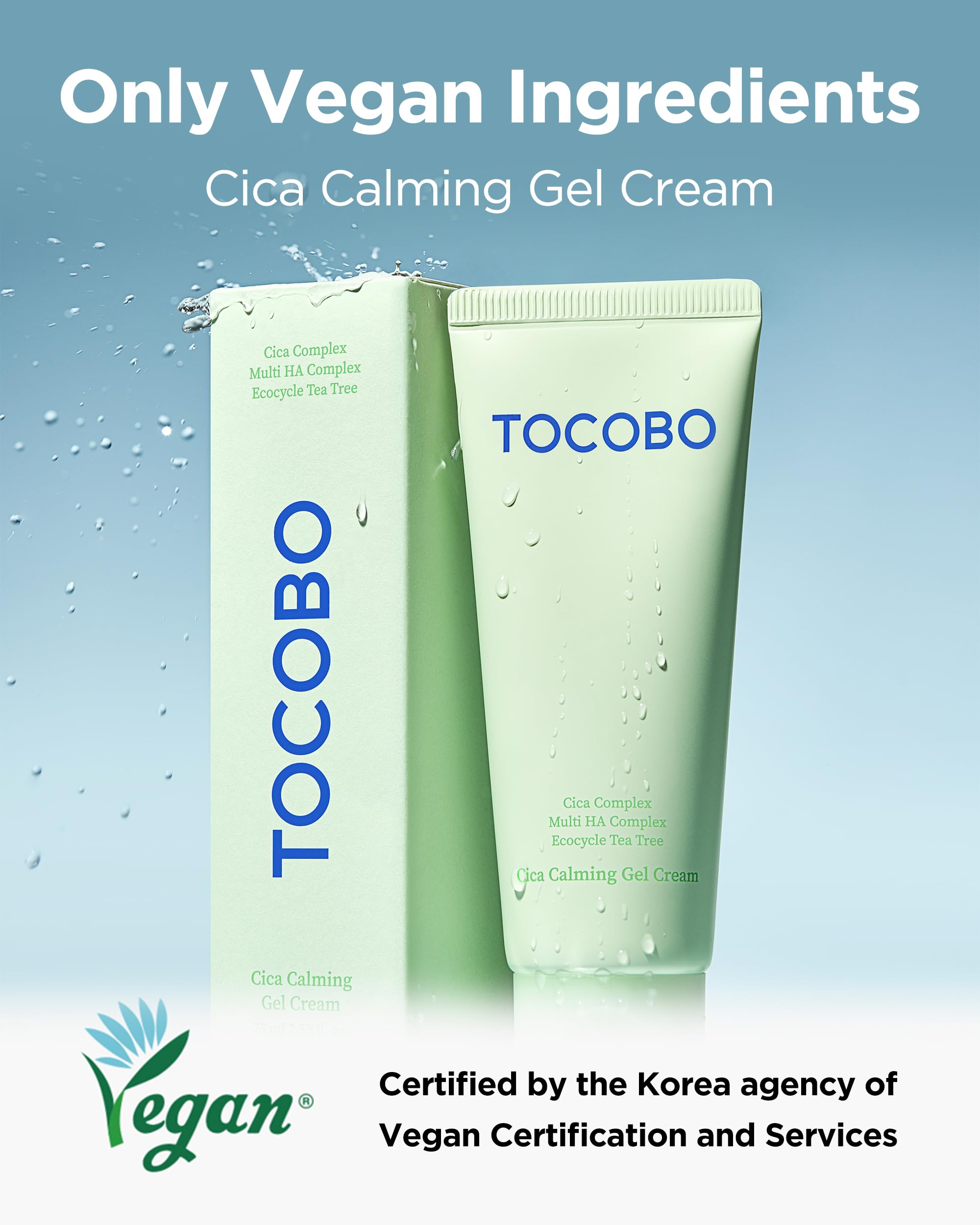 TOCOBO Cica Calming Gel Cream – Korean Vegan Moisturizer with Cica, Hyaluronic Acid & Tea Tree (2.37 oz)