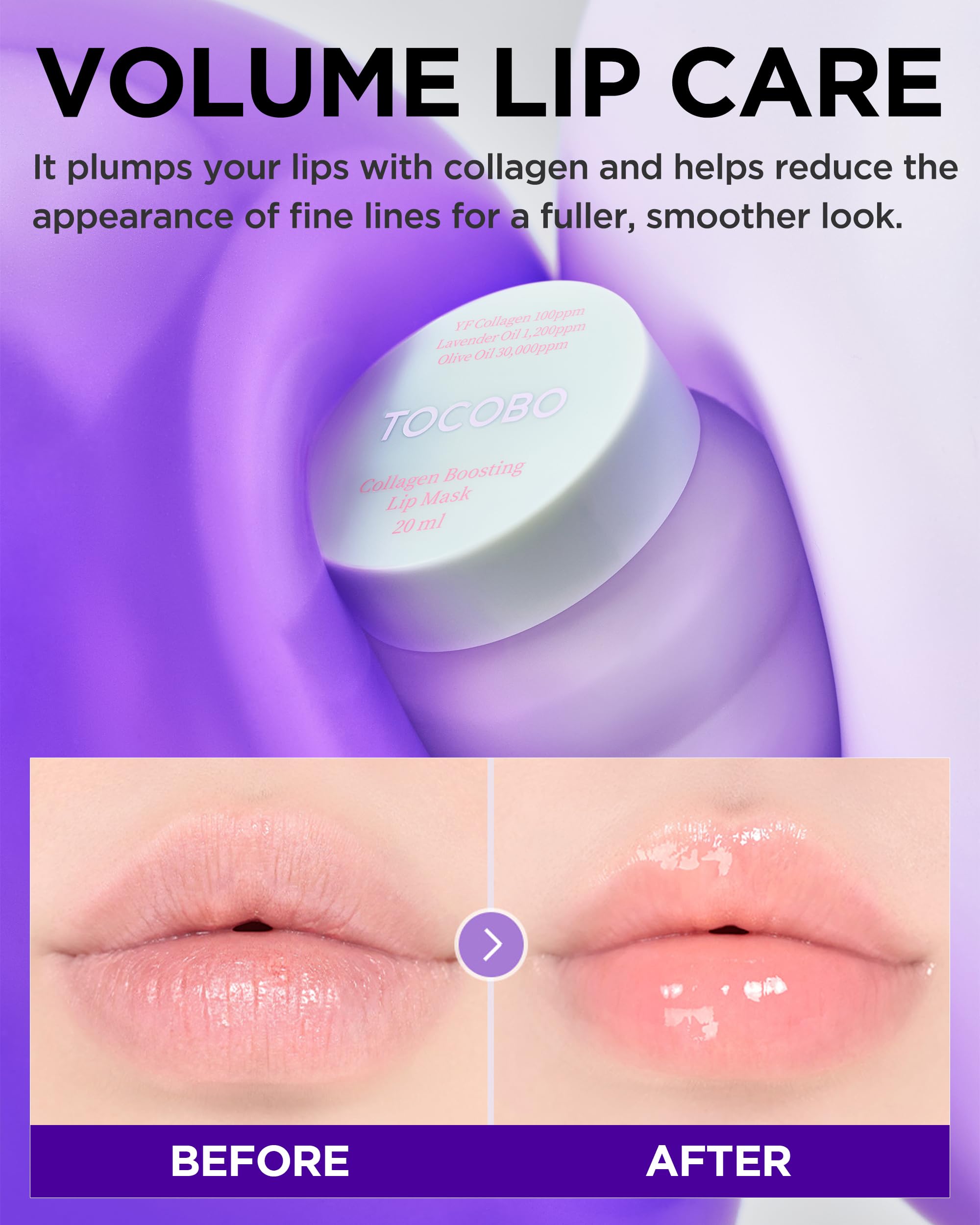 TOCOBO Collagen Lip Mask – Overnight Lip Treatment with Fermented Collagen & Peptide