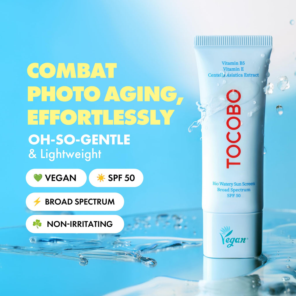TOCOBO US Bio Watery Sunscreen SPF 50 – Lightweight Serum-Like Face Sunscreen with Hyaluronic Acid