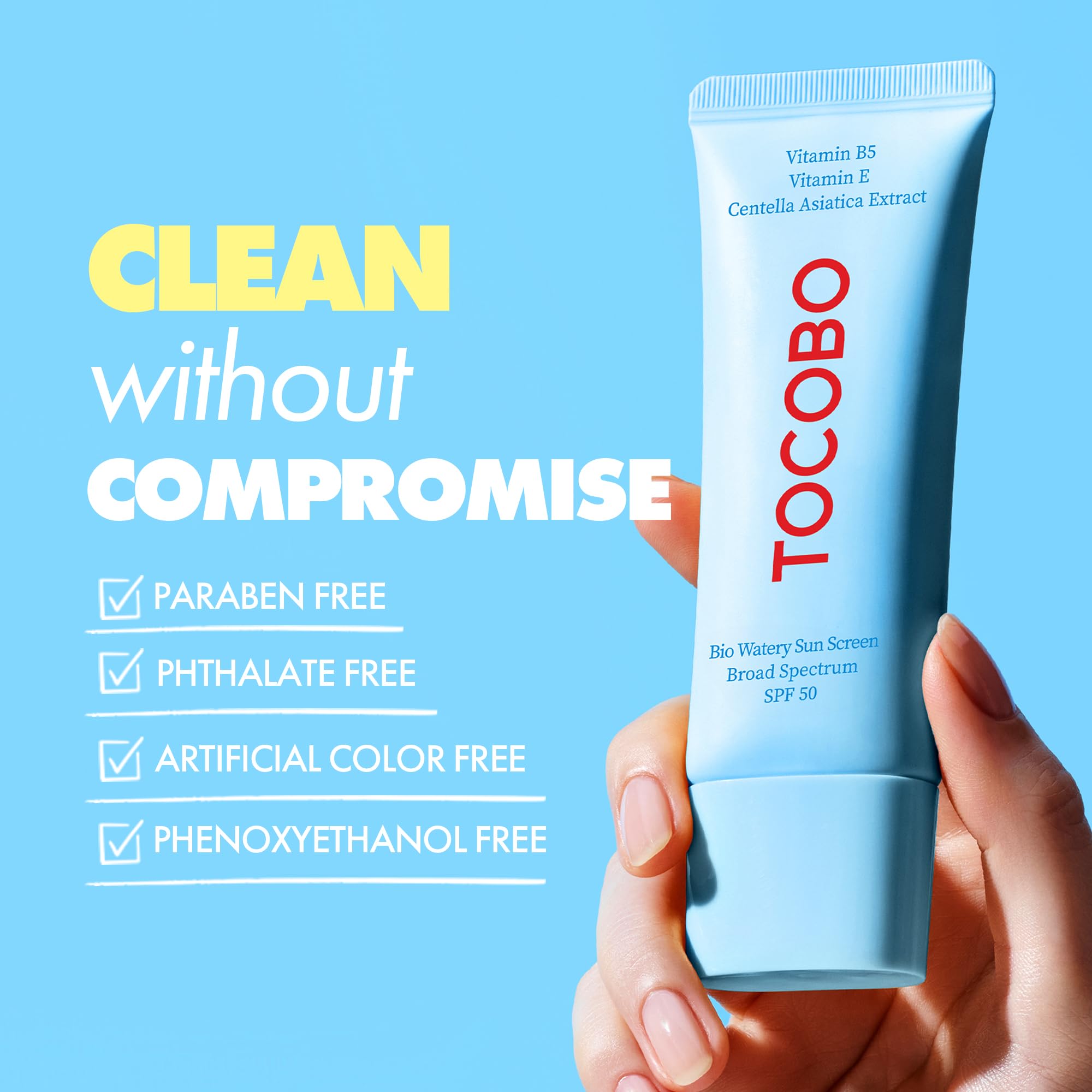 TOCOBO US Bio Watery Sunscreen SPF 50 – Lightweight Serum-Like Face Sunscreen with Hyaluronic Acid