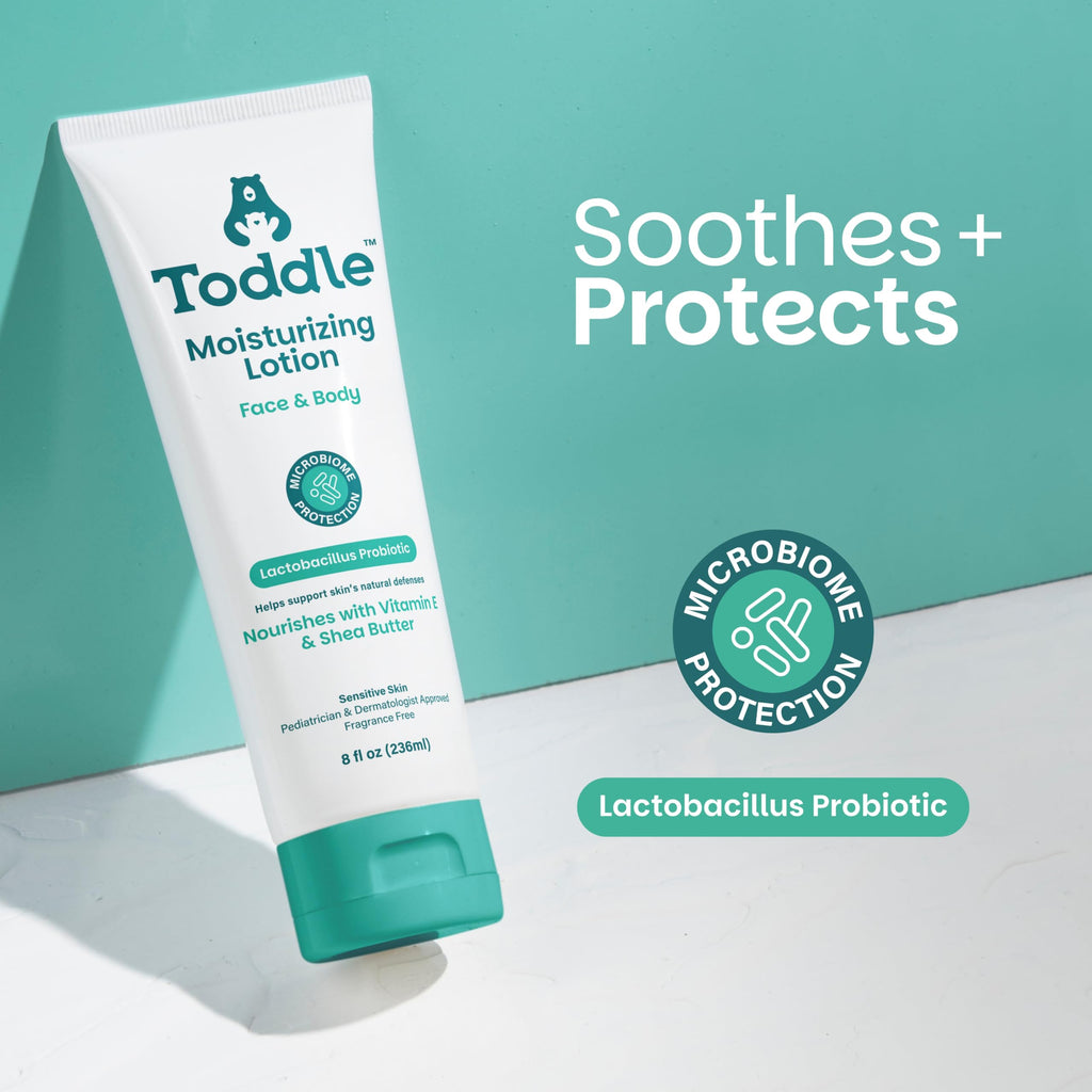 Toddle Probiotic Moisturizing Lotion for Face & Body – Fragrance-Free, Pediatrician-Approved 1.7oz Travel Size