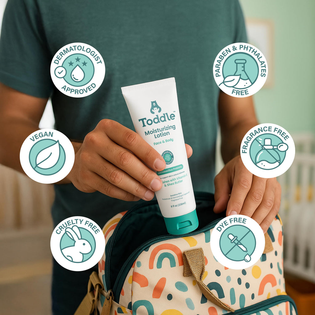 Toddle Probiotic Moisturizing Lotion for Face & Body – Fragrance-Free, Pediatrician-Approved 1.7oz Travel Size