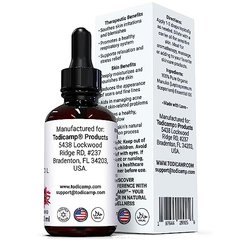 TODICAMP 100% Pure Manuka Oil from New Zealand | Therapeutic-Grade Essential Oil for Skin, Hair & Nails