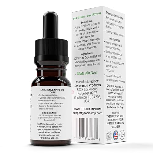 TODICAMP 100% Pure Manuka Oil – NZ Therapeutic-Grade, Cold-Pressed