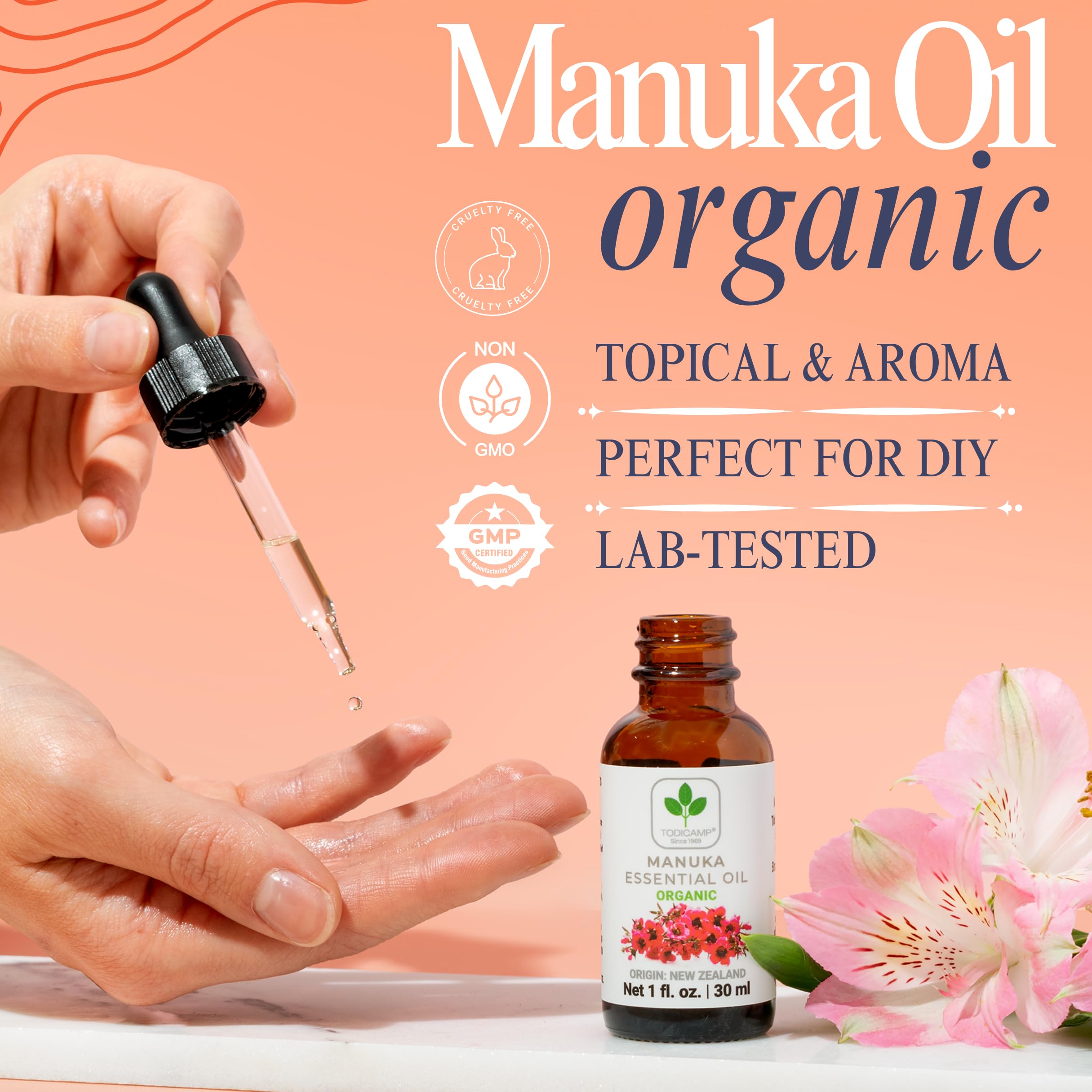 TODICAMP 100% Pure Manuka Oil – NZ Therapeutic-Grade, Cold-Pressed