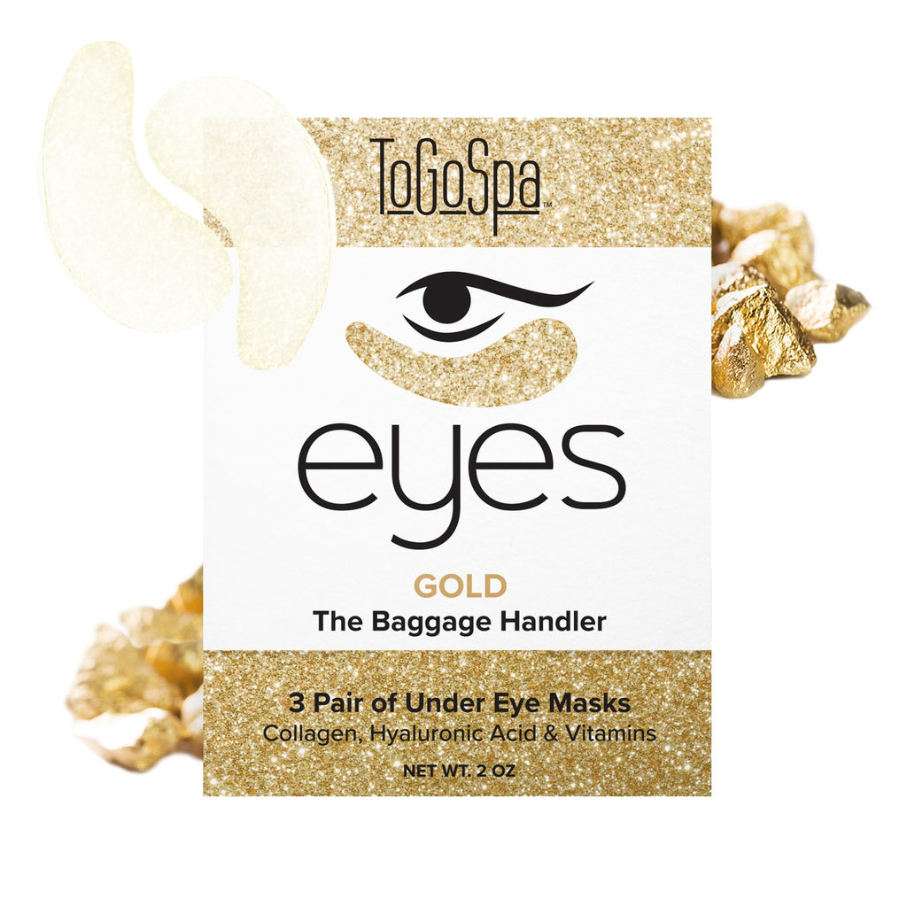 ToGoSpa Golden EYES Under-Eye Gel Pads – Premium Anti-Aging with Collagen, Hyaluronic Acid, Aloe, Vitamins C & E | 1 Pack, 3 Pairs
