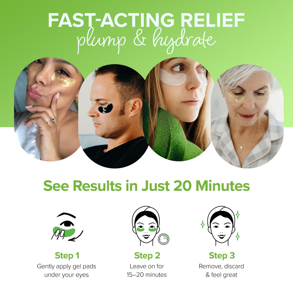 ToGoSpa Green Tea EYES – Premium Under-Eye Gel Pads with Collagen & Hyaluronic Acid (3 Pack)
