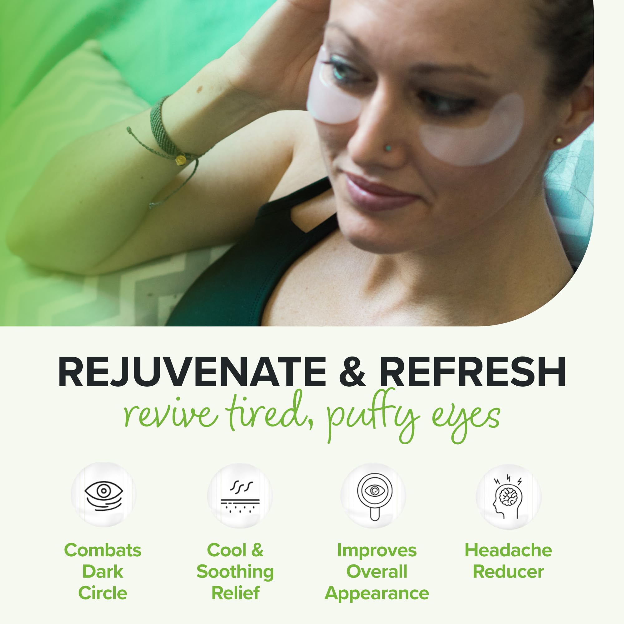 ToGoSpa Green Tea EYES – Premium Under-Eye Gel Pads with Collagen & Hyaluronic Acid (3 Pack)