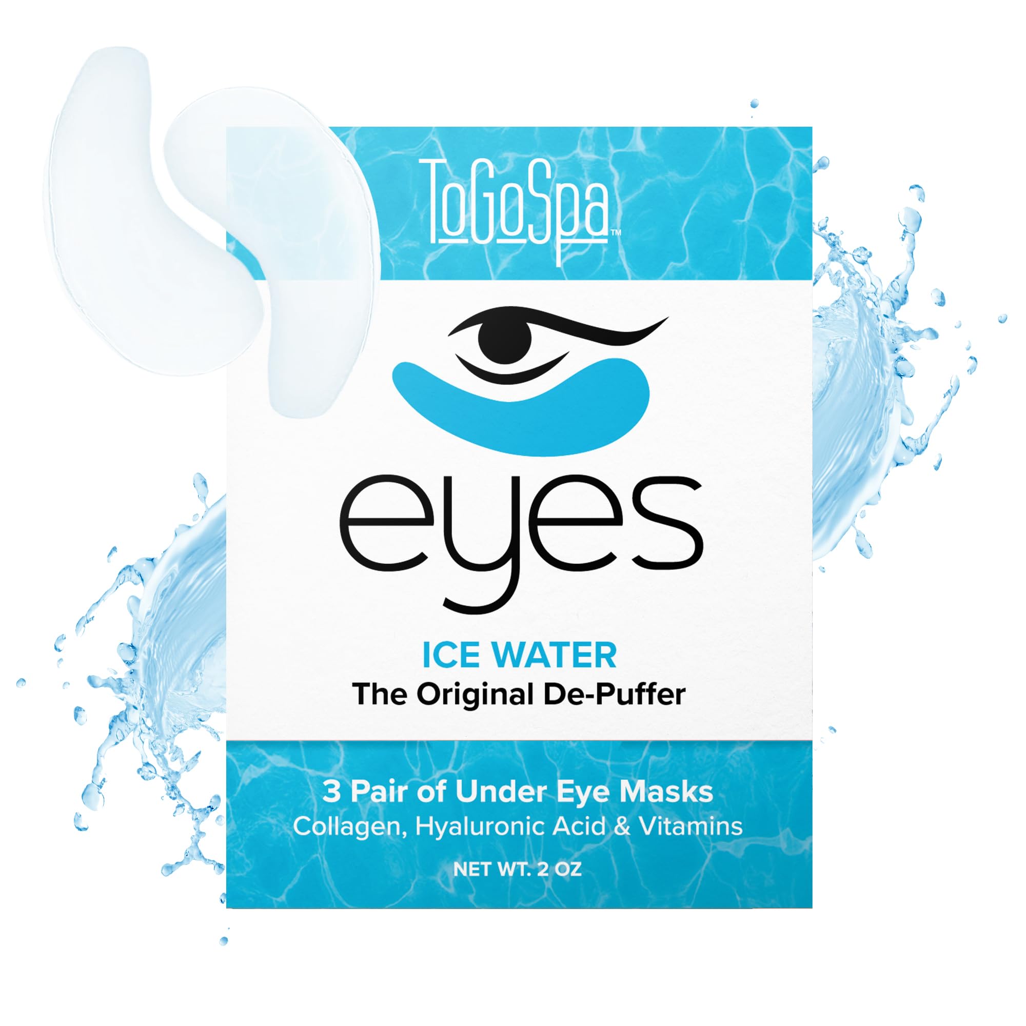 ToGoSpa Ice Water EYES – Premium Under-Eye Gel Pads for Puffiness, Dark Circles & Wrinkles | 1 Pack (3 Pairs)