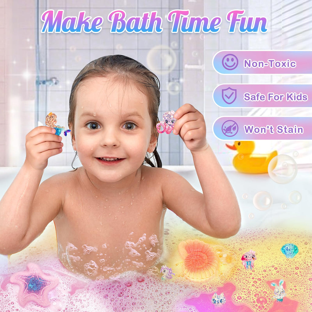 Toidgy Mermaid Bath Bombs for Kids – 8-Piece Organic Surprise Toy Bath Set for Girls