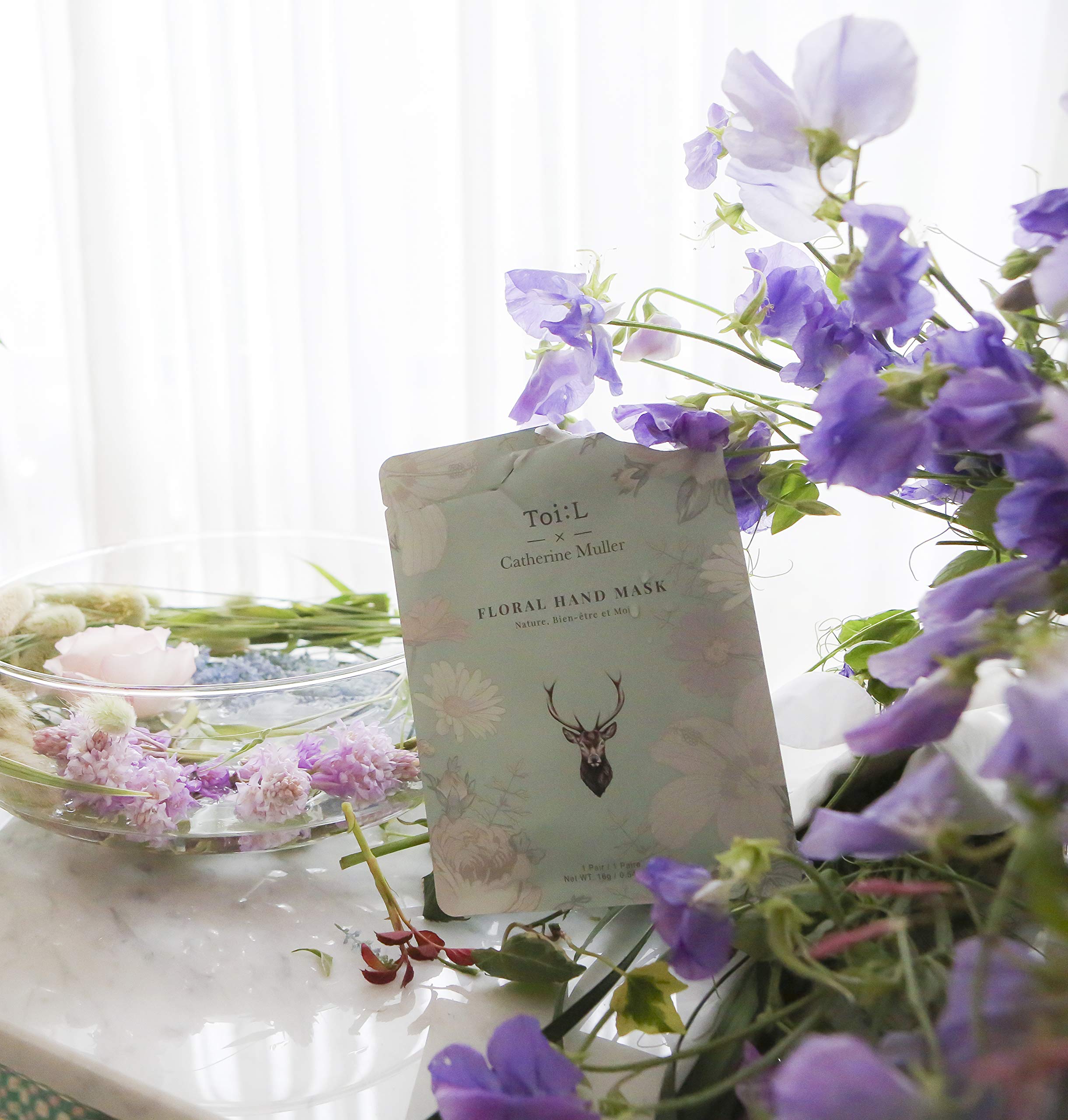 TOI:L Catherine Muller Floral Hand Mask – 8 Pairs Moisturizing Gloves with Elder Flower & CICA