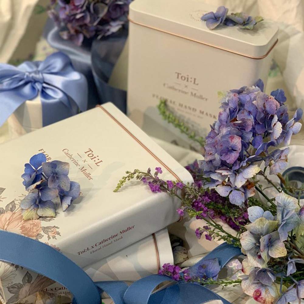 TOI:L Catherine Muller Floral Hand Mask – 8 Pairs Moisturizing Gloves with Elder Flower & CICA