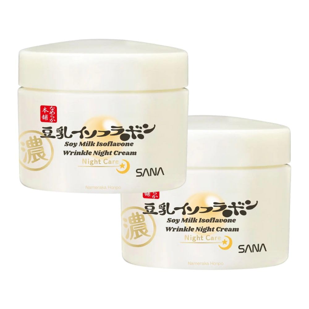 TokyoSuperSale Sana Nameraka Honpo Soy Milk Isoflavone Wrinkle Night Cream – 2 Pack (1.8 oz each)