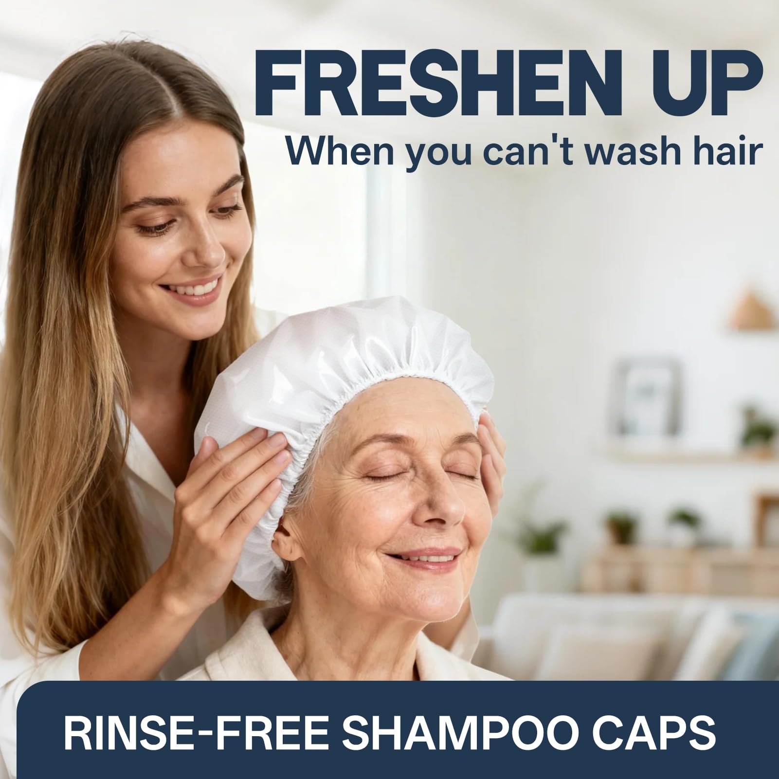 Tolnetr Shampoo Caps No Rinse - 14-Pack with Two 100ml Cups for Bedridden & Elderly Care