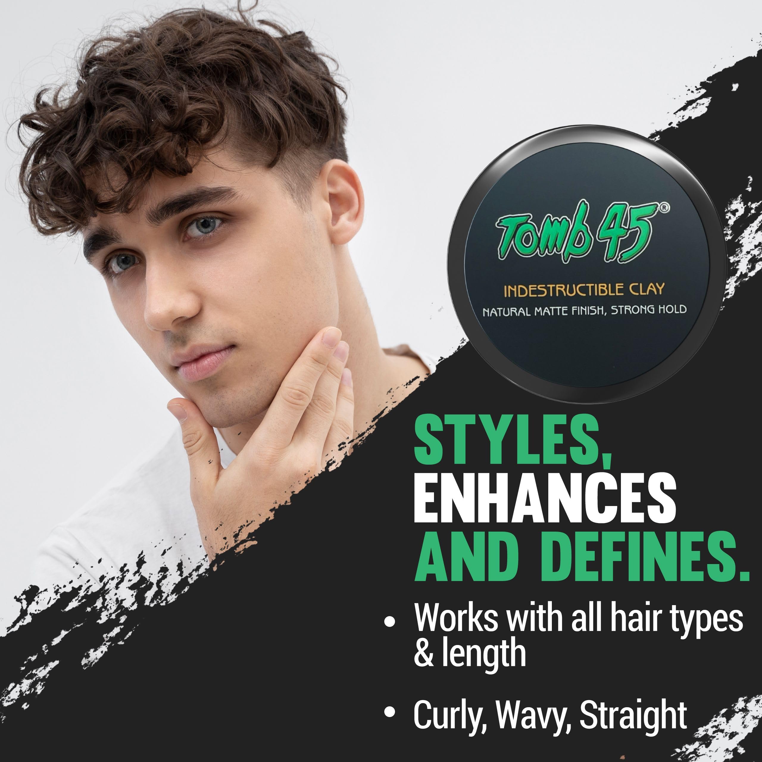 Tomb45 Indestructible Hair Clay: High Hold, Matte Finish, Water-Based