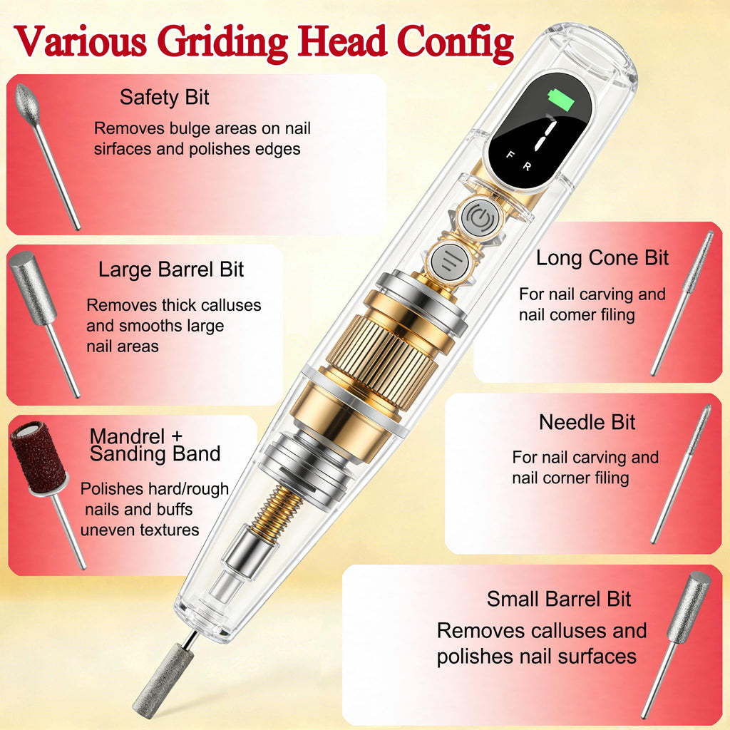 TOMETOTES Salon-Grade Electric Nail Drill – Cordless Nail File with LED Display