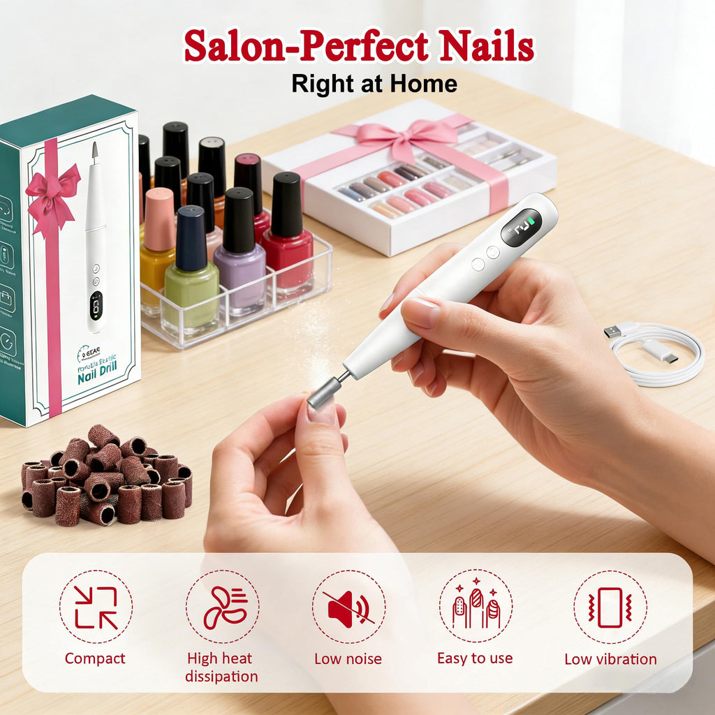TOMETOTES Salon-Grade Electric Nail Drill – Cordless Nail File with LED Display