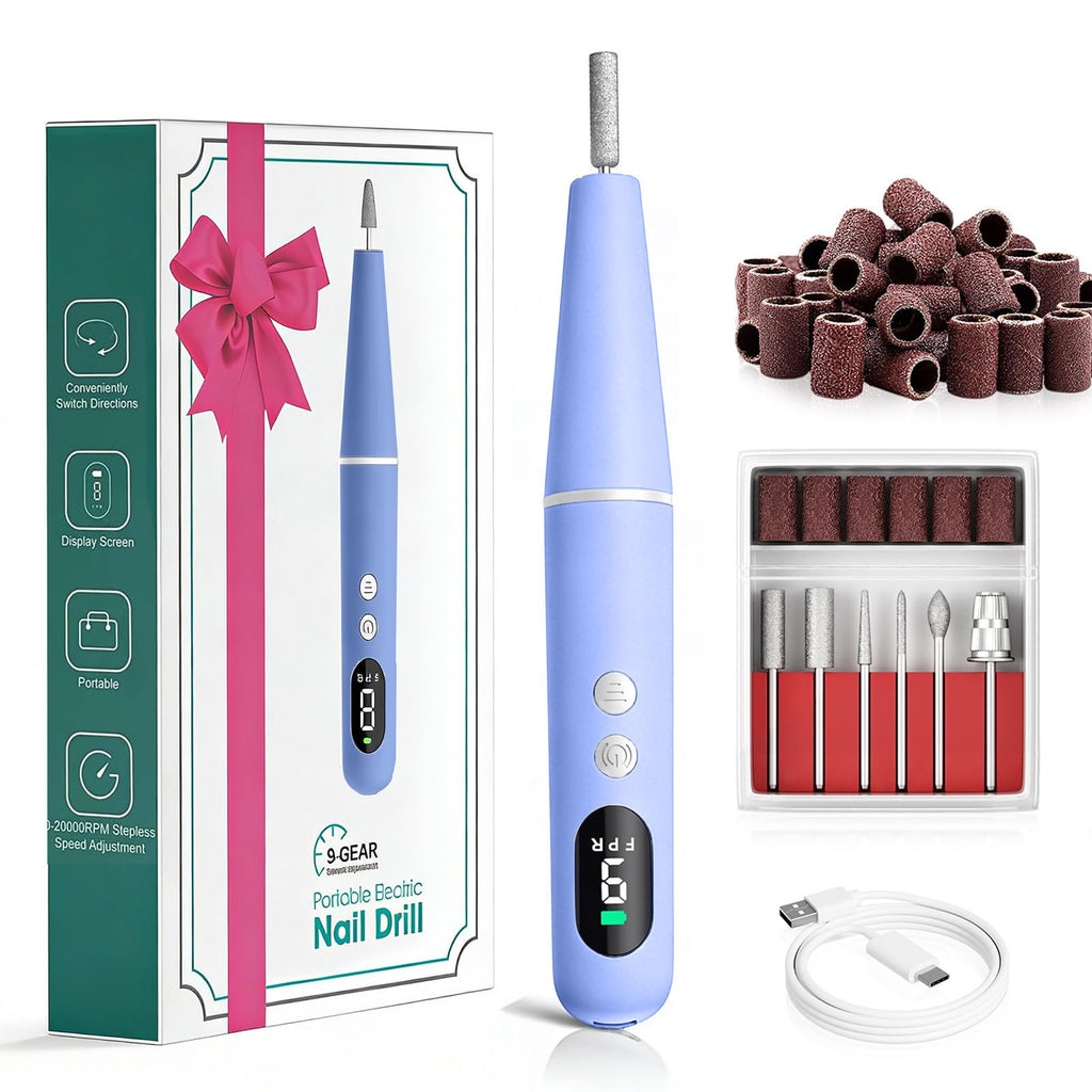 TOMETOTES Salon-Grade Electric Nail Drill – Cordless, LED Display, 6 Bits, 26 Accessories