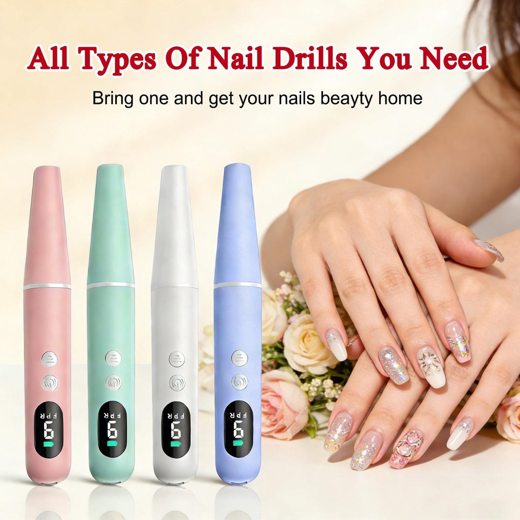 TOMETOTES Salon-Grade Electric Nail Drill – Cordless, LED Display, 6 Bits, 26 Accessories