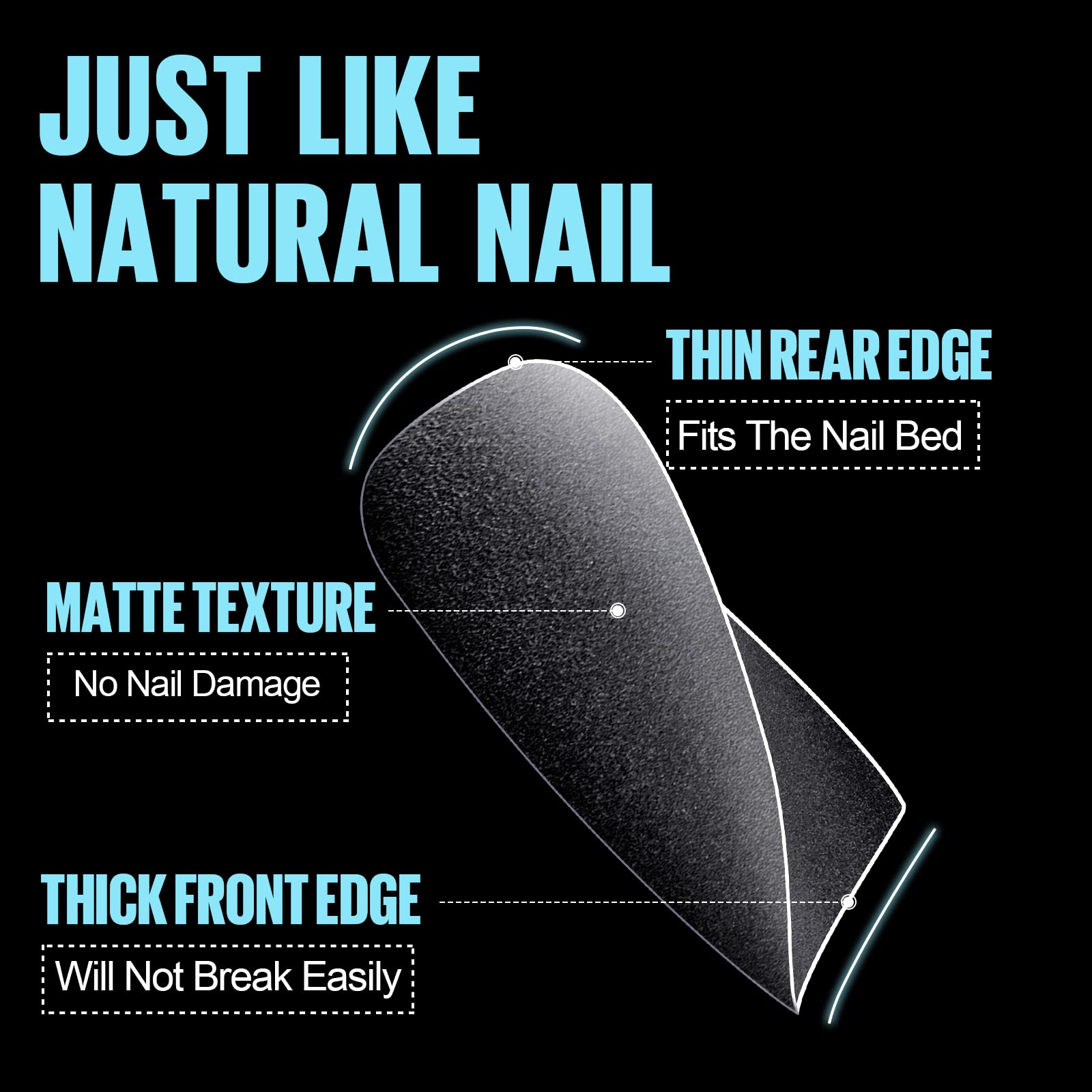 TOMICCA Short Coffin Nail Tips – 450Pcs Soft Pre-Shaped Full Cover Matte Tips