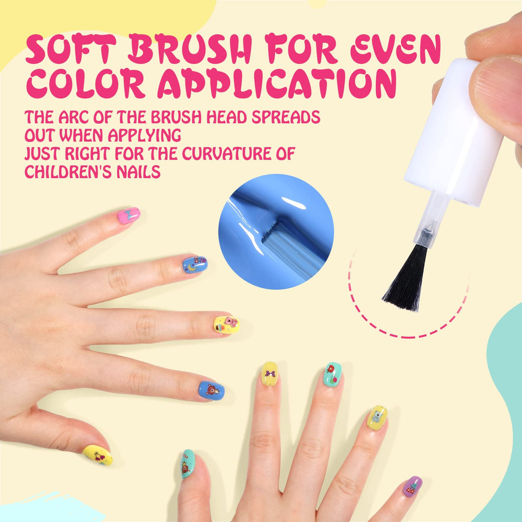 TOMICCA Kids Nail Polish Set - 12 Non-Toxic Water-Based, Odorless Peel-Off, Quick-Dry Colors (Ages 3+)