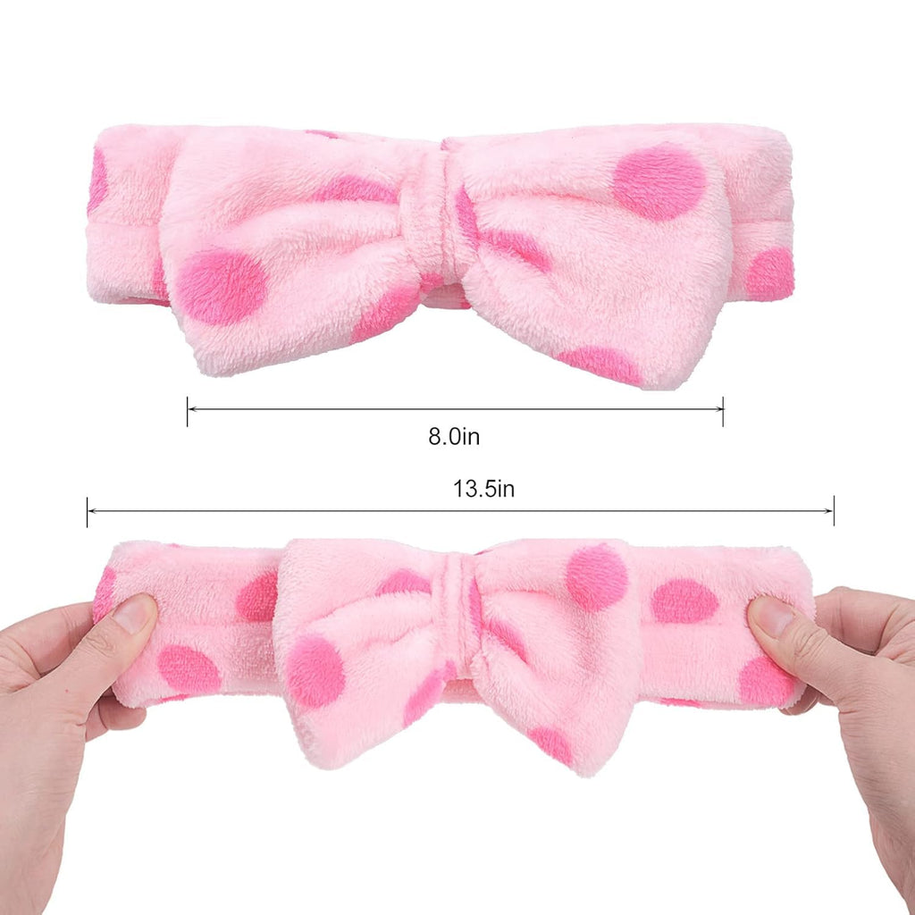 Tomolucky Direct 12pk Coral Fleece Spa Headbands – Soft Bow Makeup & Skincare