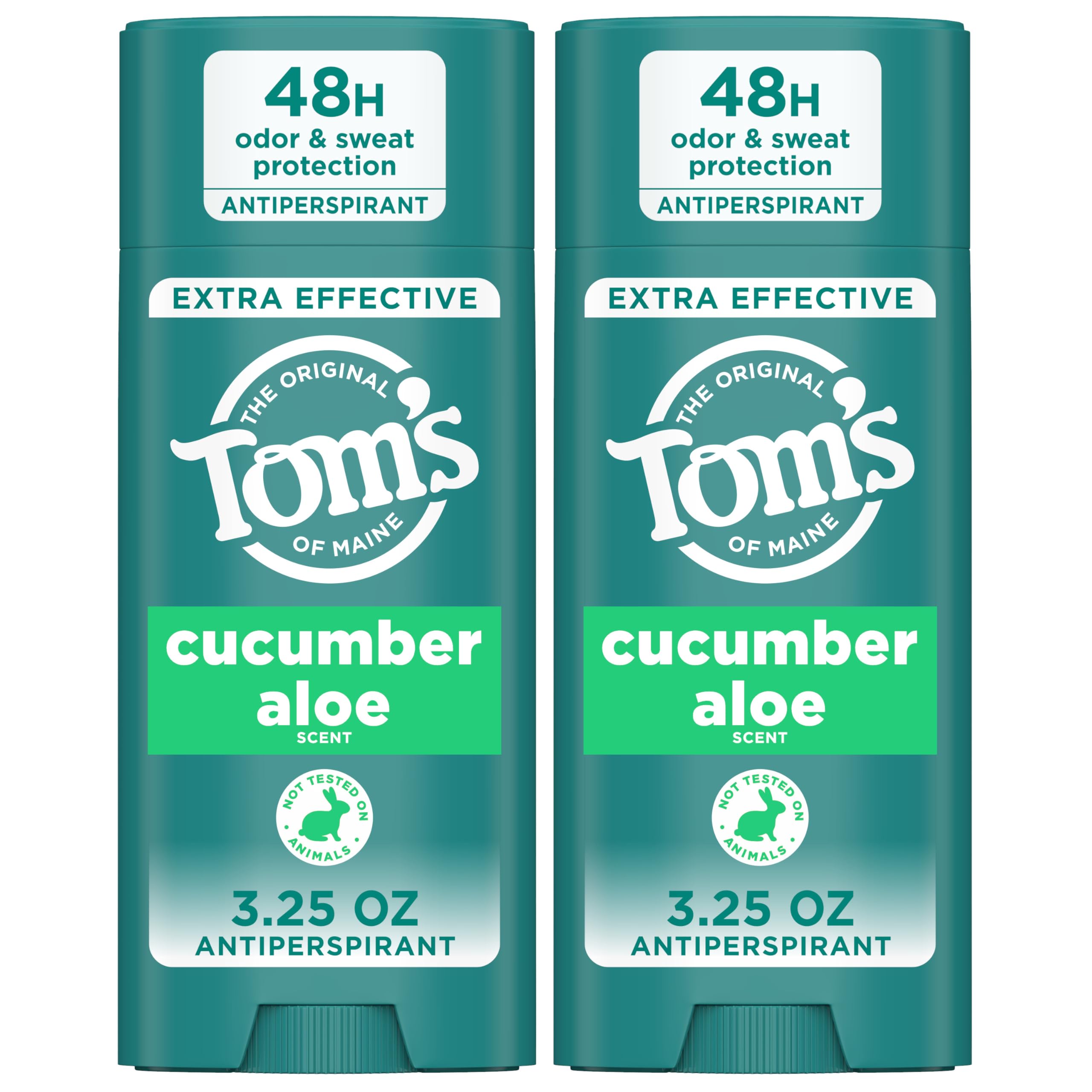 Tom’s of Maine Cucumber Aloe Antiperspirant – 2 Pack, 3.25 oz each, 48h Sweat & Odor Protection