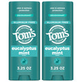 Tom's of Maine Eucalyptus Mint Aluminum-Free Natural Deodorant for Women & Men | Goes on Clear | Odor & Wetness Protection | 3.25 oz (2 Pack)