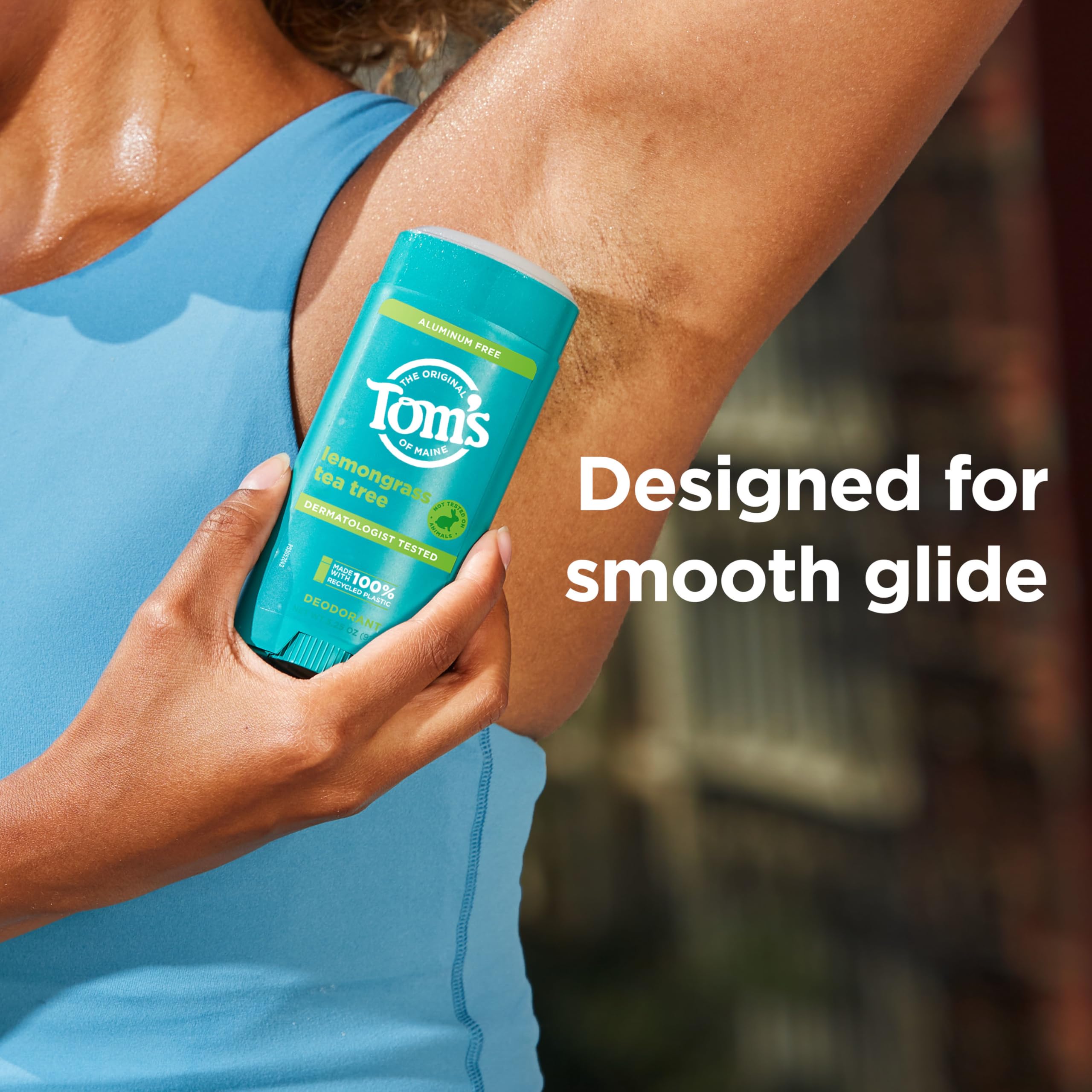 Tom's of Maine Lemongrass Tea Tree Aluminum-Free Deodorant for Women & Men | Clear Application | Odor & Wetness Protection | 3.25 oz