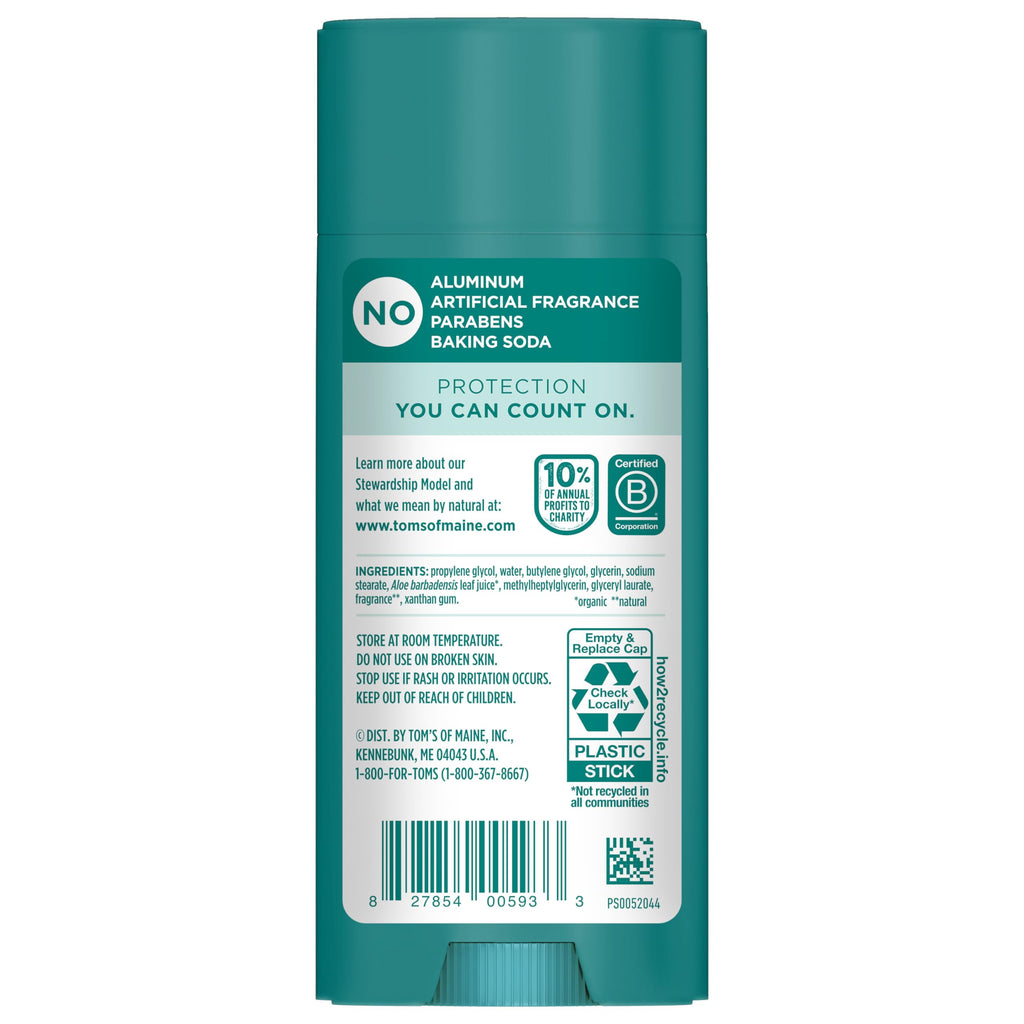 Tom's of Maine Lemongrass Tea Tree Aluminum-Free Deodorant for Women & Men | Clear Application | Odor & Wetness Protection | 3.25 oz