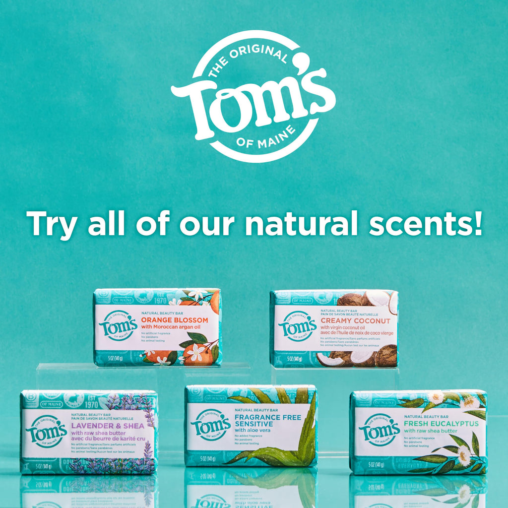 Tom's of Maine Lavender & Shea Natural Beauty Bar Soap – 6-Pack, 5 oz Bars (Packaging May Vary)